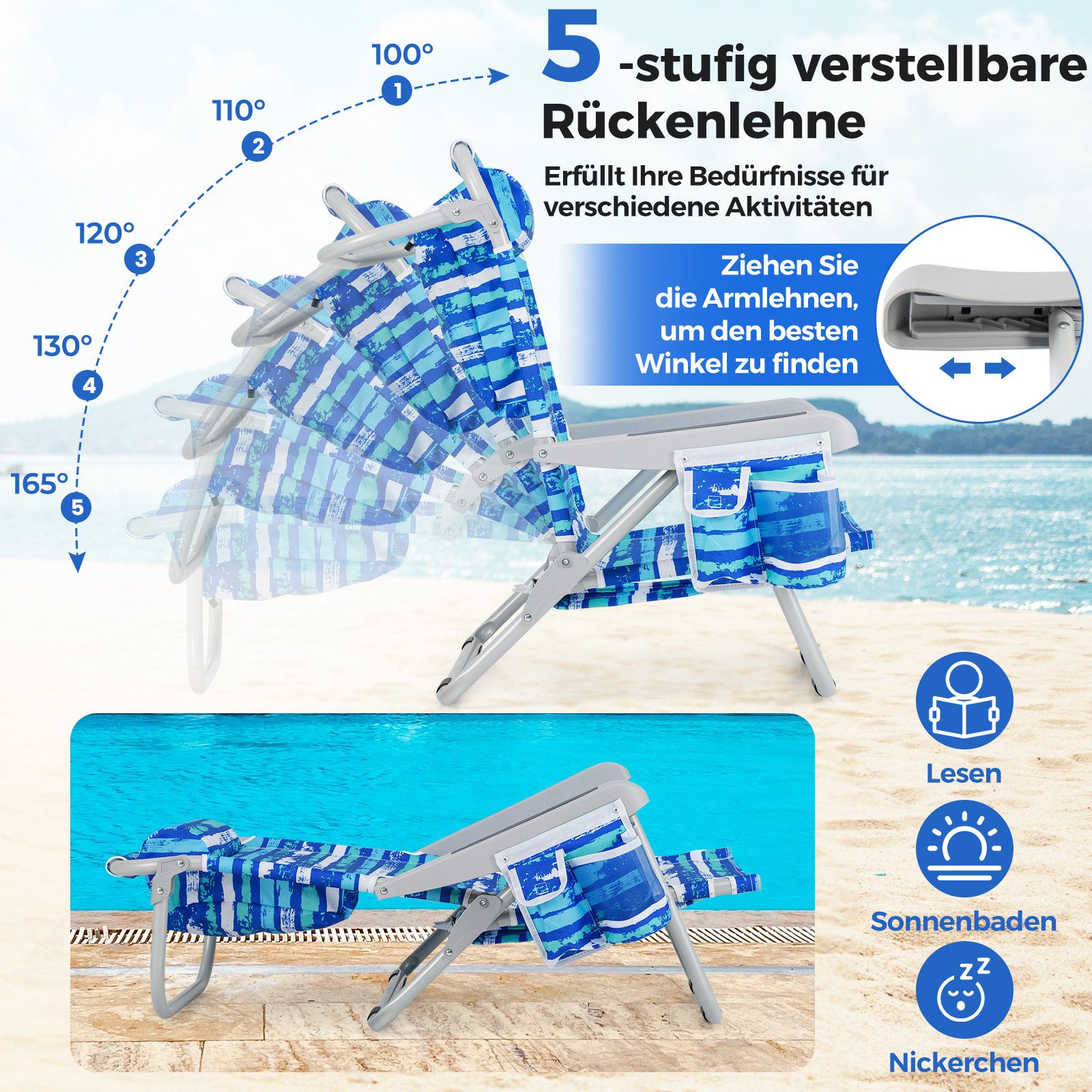 COSTWAY Campingstuhl (1 St), Strandstuhl Klappstuhl, günstig online kaufen