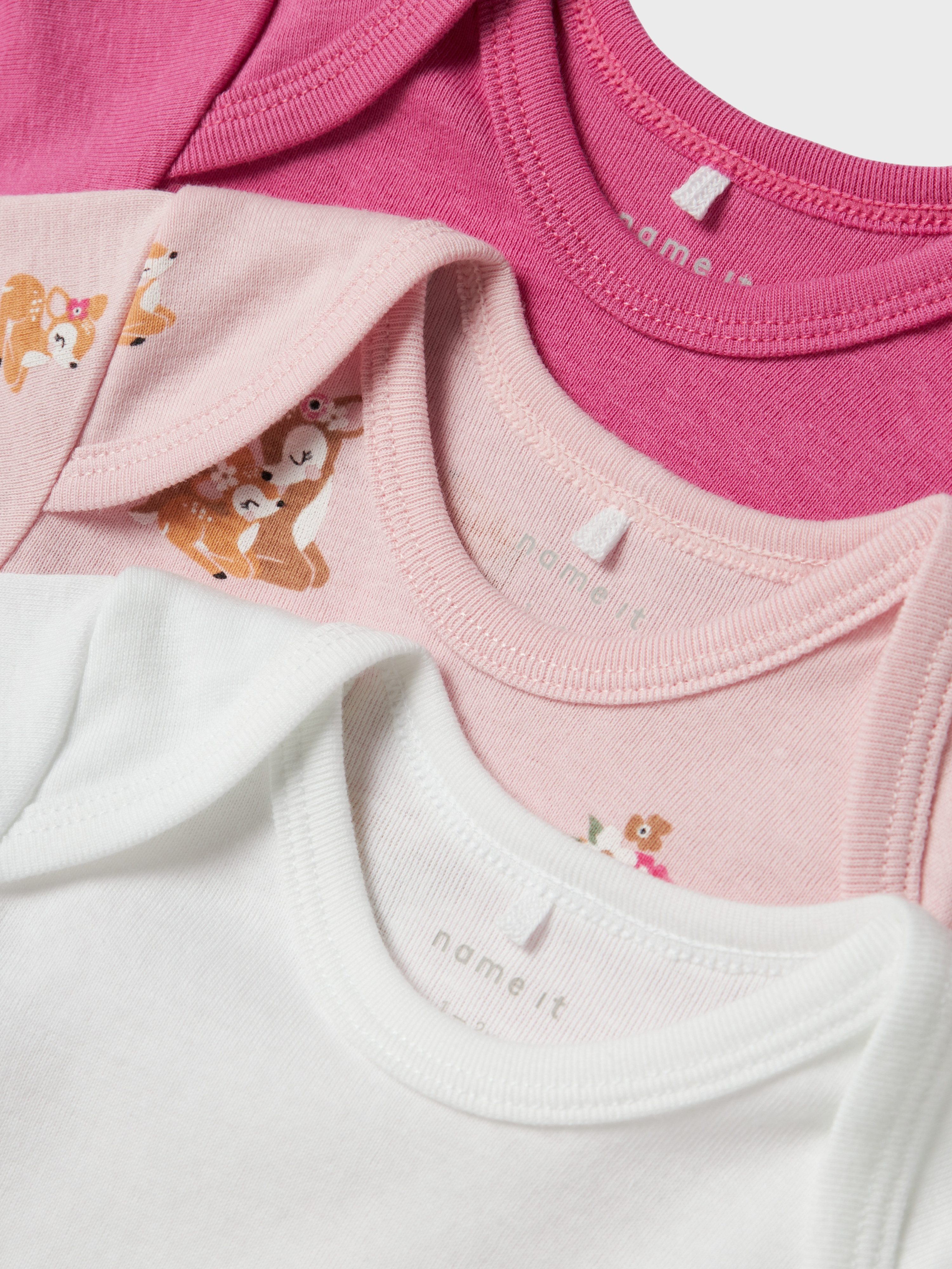 Name It Langarmbody NBFBODY 3P LS IBIS ROSE DEER NOOS (Packung, 3-tlg)