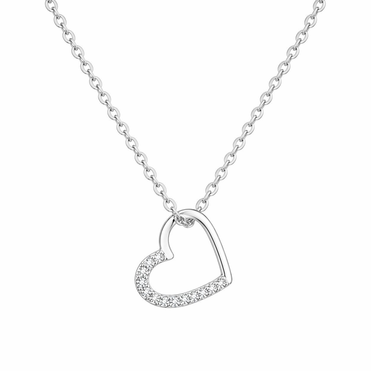 Felino Herzkette Halskette Herz Diamanten Schmuck Damen Frauen 925 Silber Gold Rose (1-tlg), Verstellbare Halskette mit Herz Anhänger