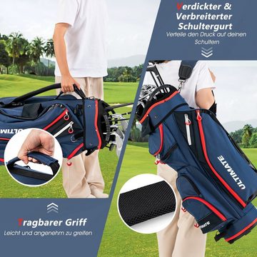 COSTWAY Golftrolley + Golfbag, 1-tlg., mit 8 Taschen & Getränkekühltasche