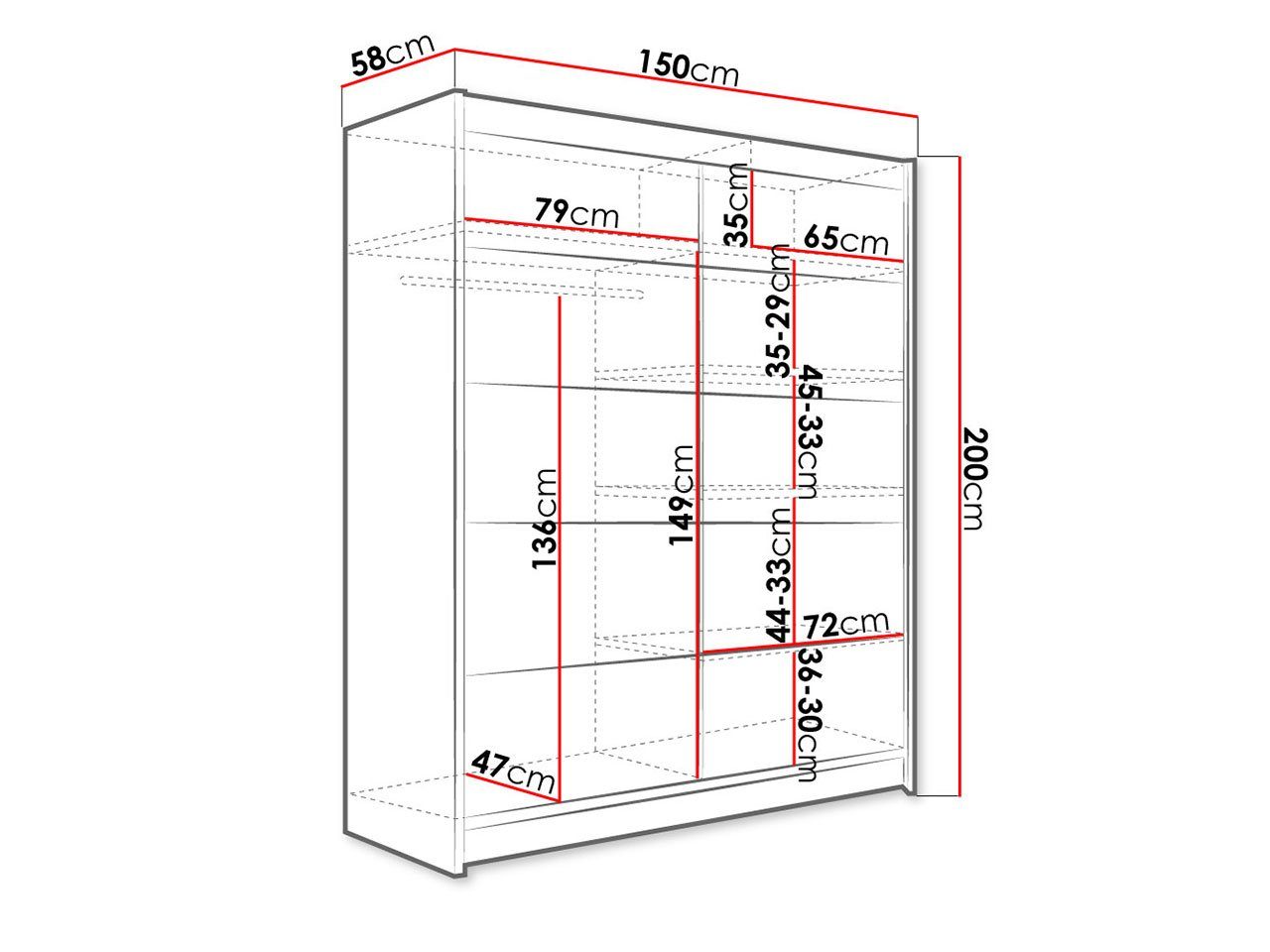 Kleiderschrank (Kleiderstange, Diele & Flur, Camino / IV Garderobe, Weiß Einlegeboden) Mirjan24 Schlafzimmerschrank Schwarz