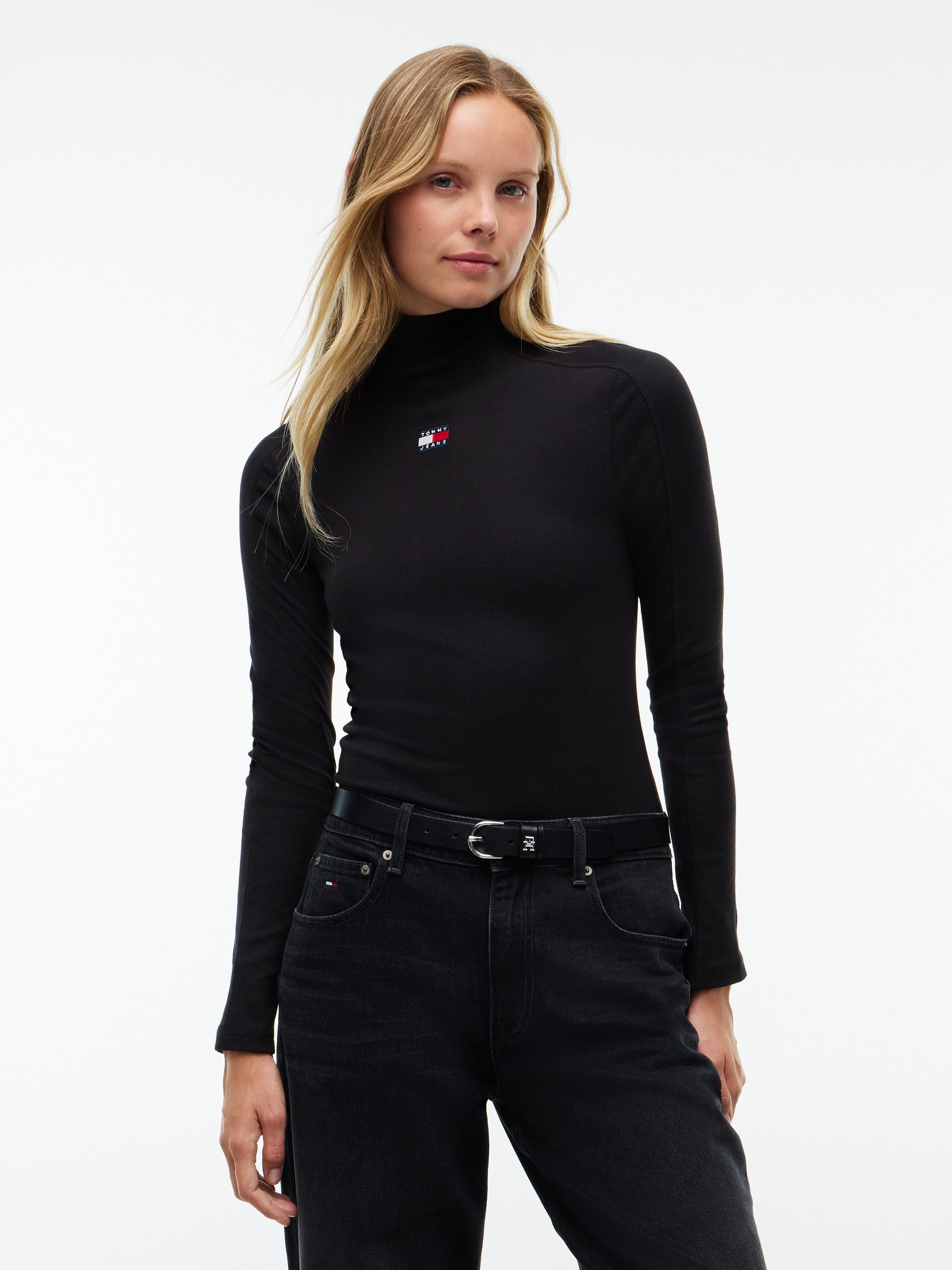 Langarmshirt TJW SLIM RIB LS MOCK BADGE TOP