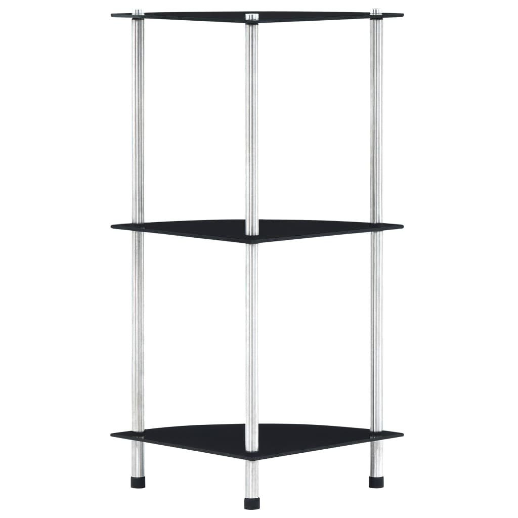 mit Hartglas cm Bücherregal Schwarz 3 Ablagen furnicato 30x30x67 Regal