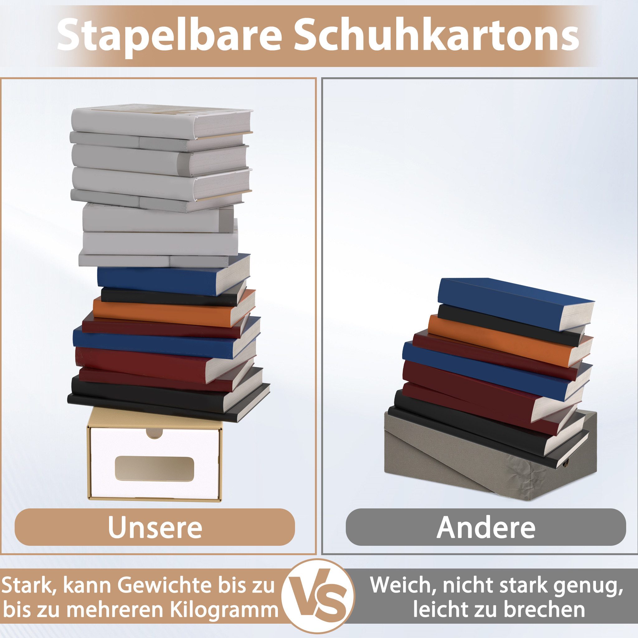 FIVMEN Schuhbox Stapelbar Schuhboxen mit Deckel & Transparent Sichtfenster Praktische (10 St), Stauraum Organizer für Schuhe – Bild 4 von 5