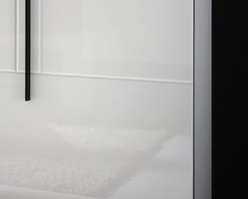 Furn.Design Standvitrine Design-D (Vitrinenschrank ca. 60x200 cm) in weiß Hochglanz