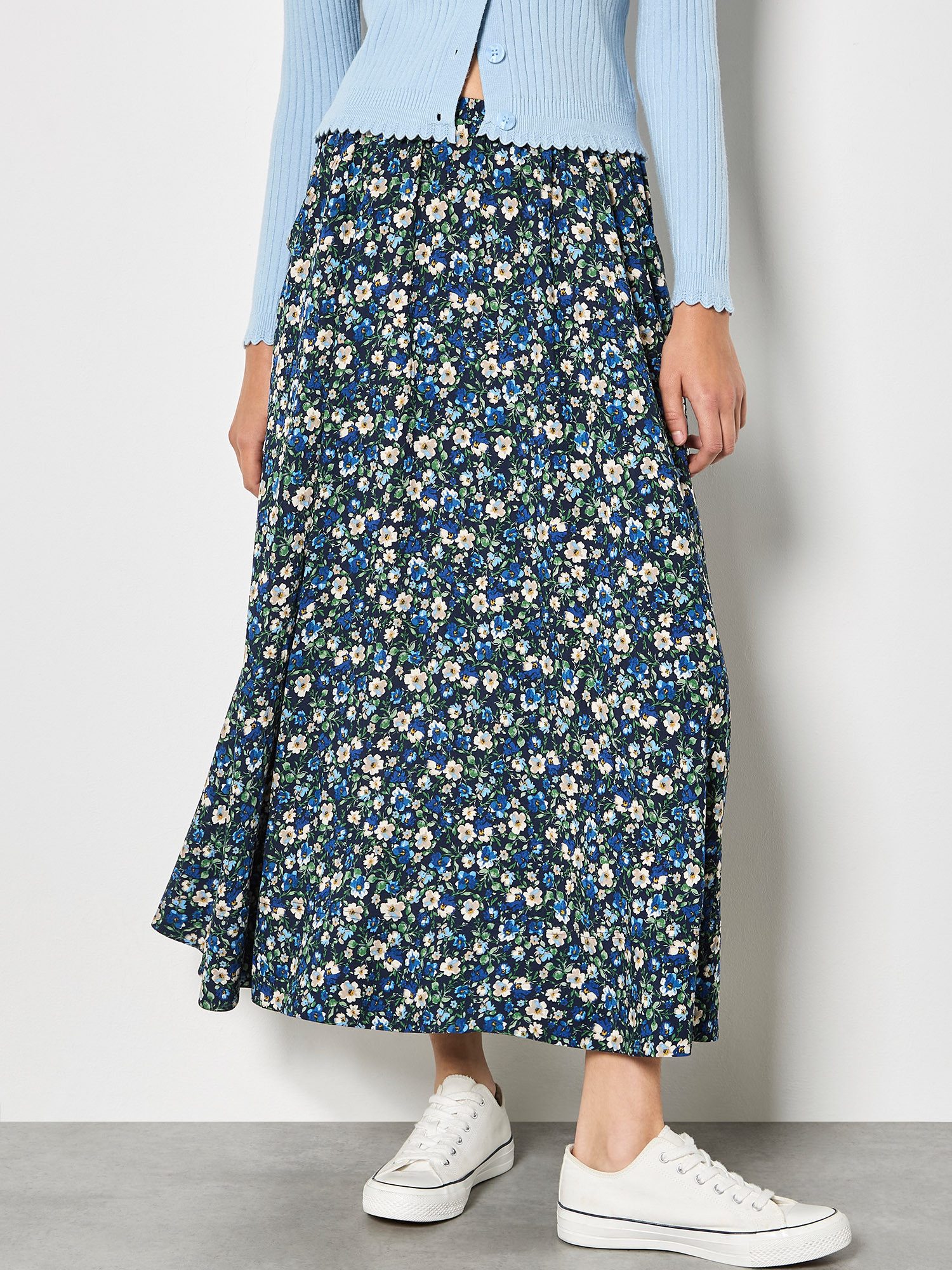 Apricot Maxirock A-Linien-Midaxi-Rock mit Blumenprint