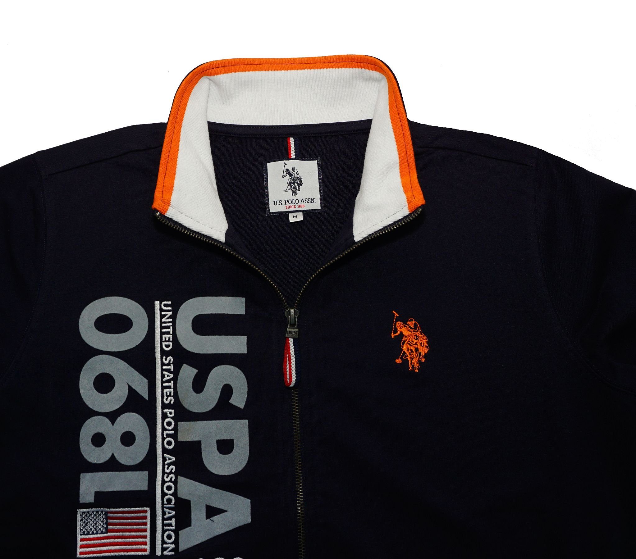 Polojacke Sweatjacke Assn Zip mit Sweatjacket dunkelblau U.S. Polo Full (1-tlg) Jacke