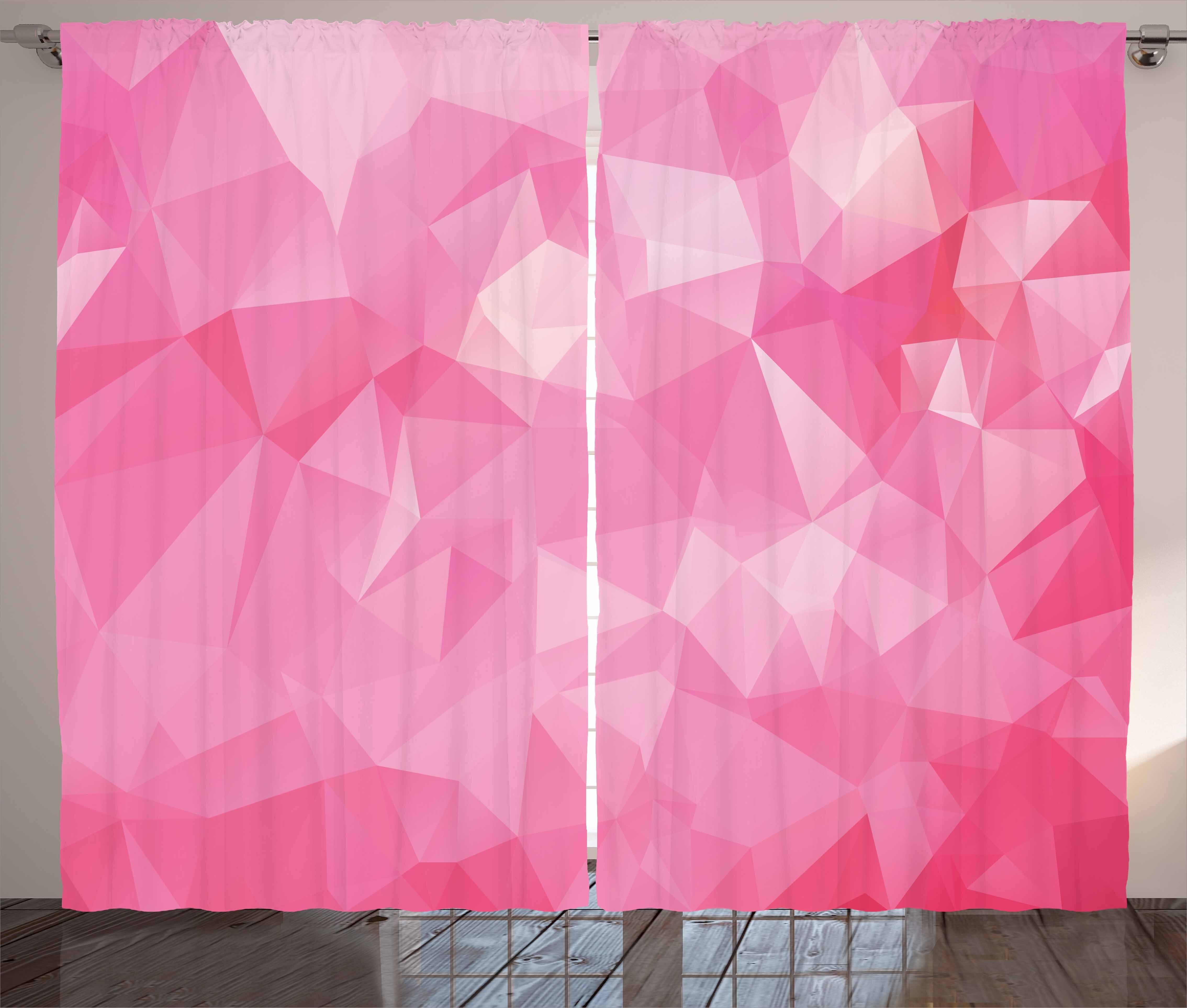 Gardine Vorhang Kräuselband Rosa Schlafzimmer Fractal mit Schlaufen Abakuhaus, Haken, Abstrakte Polygonal und