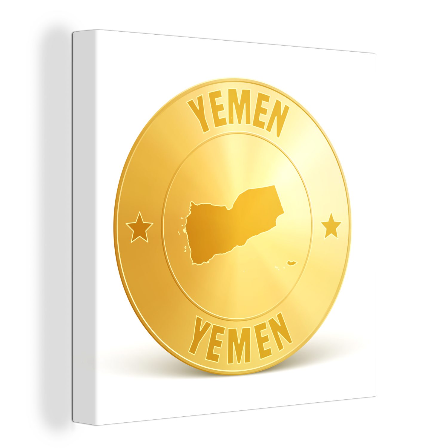 OneMillionCanvasses® Leinwandbild Illustration einer Goldmünze aus dem Jemen, (1 St), Leinwand Bilder für Wohnzimmer Schlafzimmer | Leinwandbilder