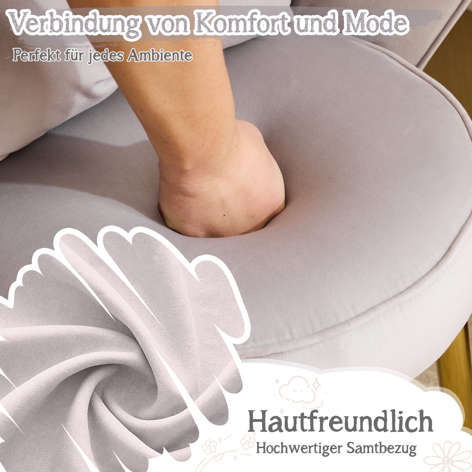 VINGLI Polsterstuhl mit Schleife Zierkissen, Schminktisch Stuhl, Monderne Esszimmerstuhl – Bild 5 von 5