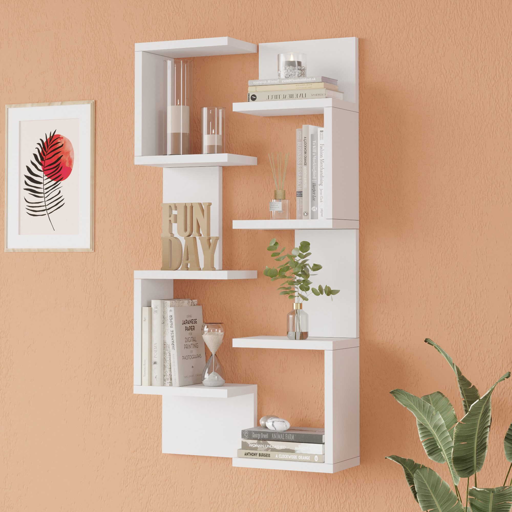 en.casa Wandregal, 2-er Set, »Omn« 93 x 24 x 15 cm Weiß