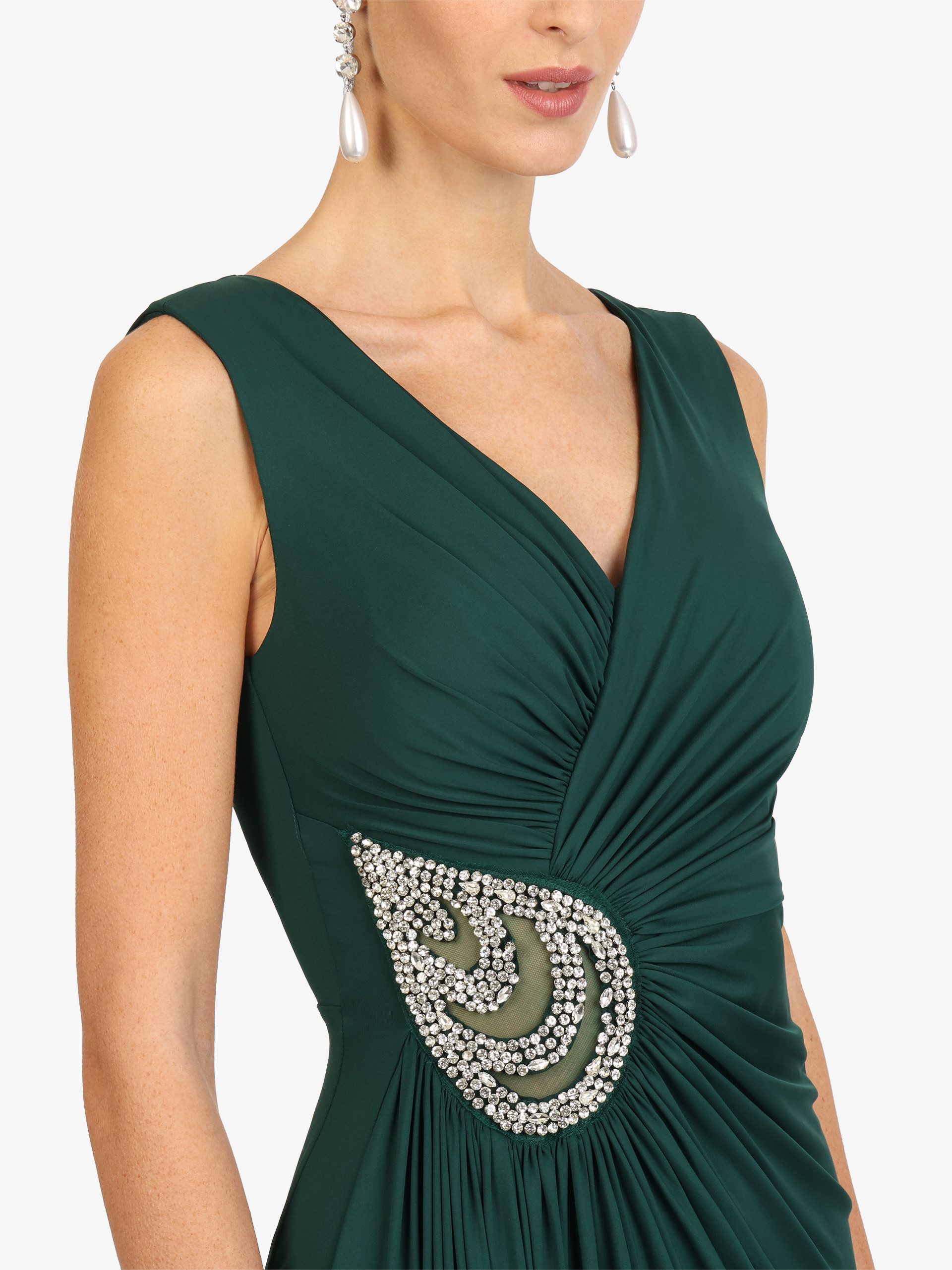 Kraimod Abendkleid mit Drapierung und Zierstein-Detail – Bild 4 von 5