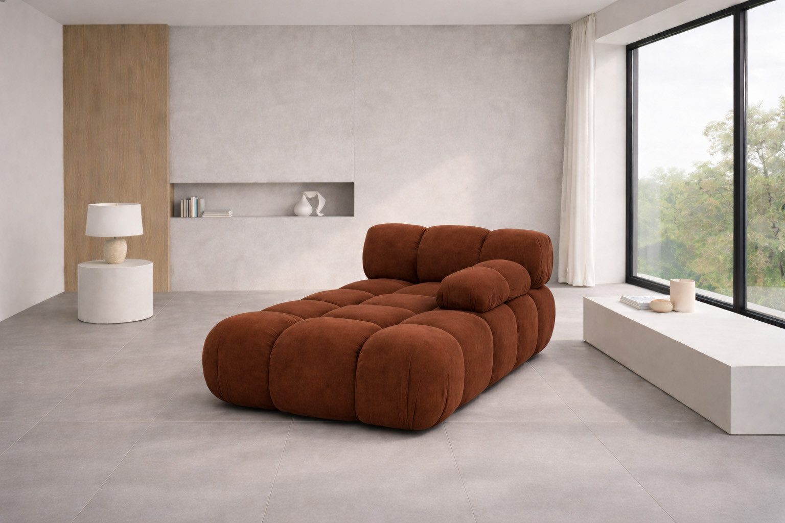 Kaiser Möbel Chaiselongue modular für Wohnzimmer, Veloursstoff Salvador, Selia, Chaiselongue, Veloursstoff Salvador,Teil eines Modulsystems,moderne, elegante Optik