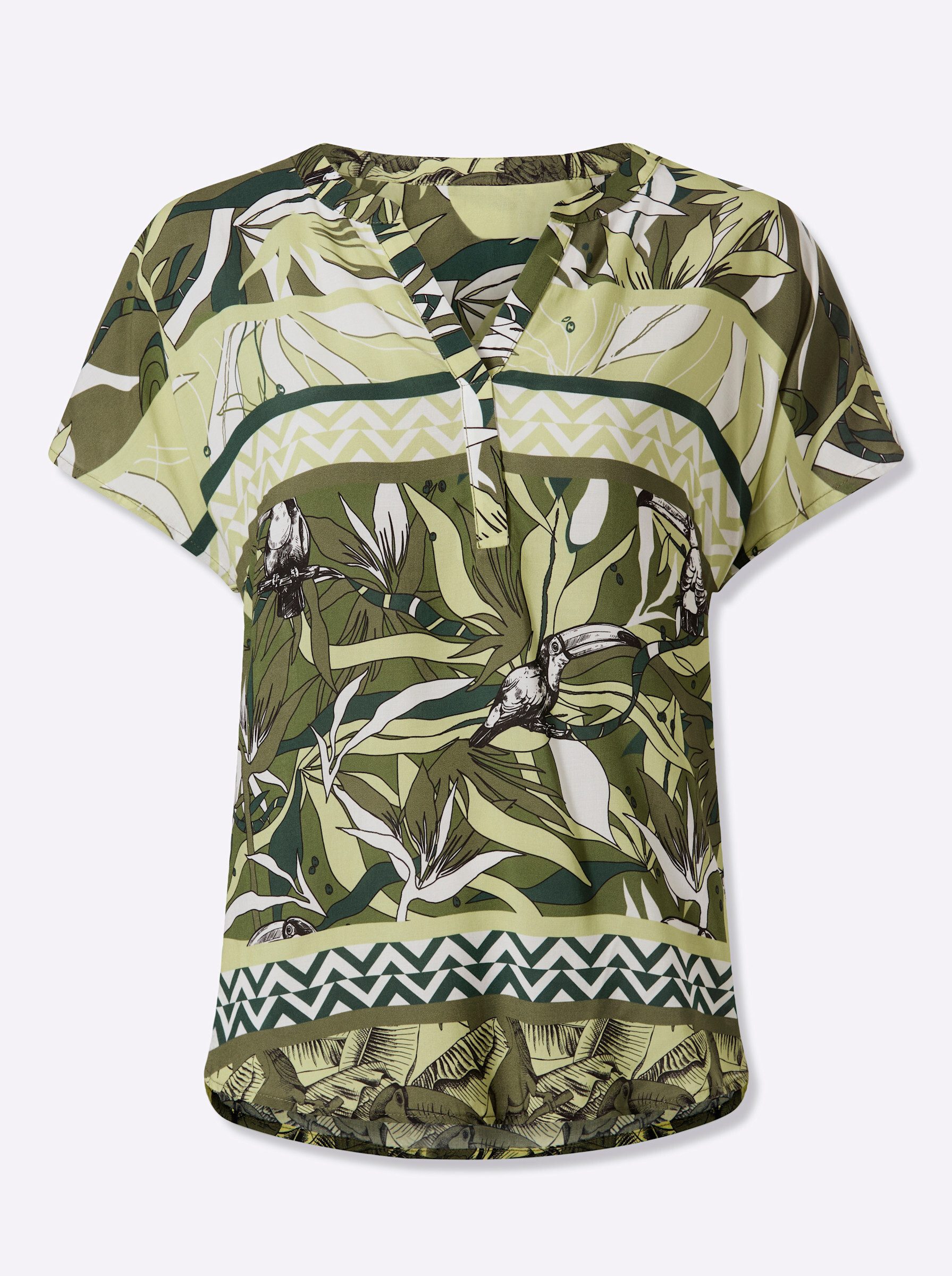 Klassische Bluse Druck-Bluse Kurzarm