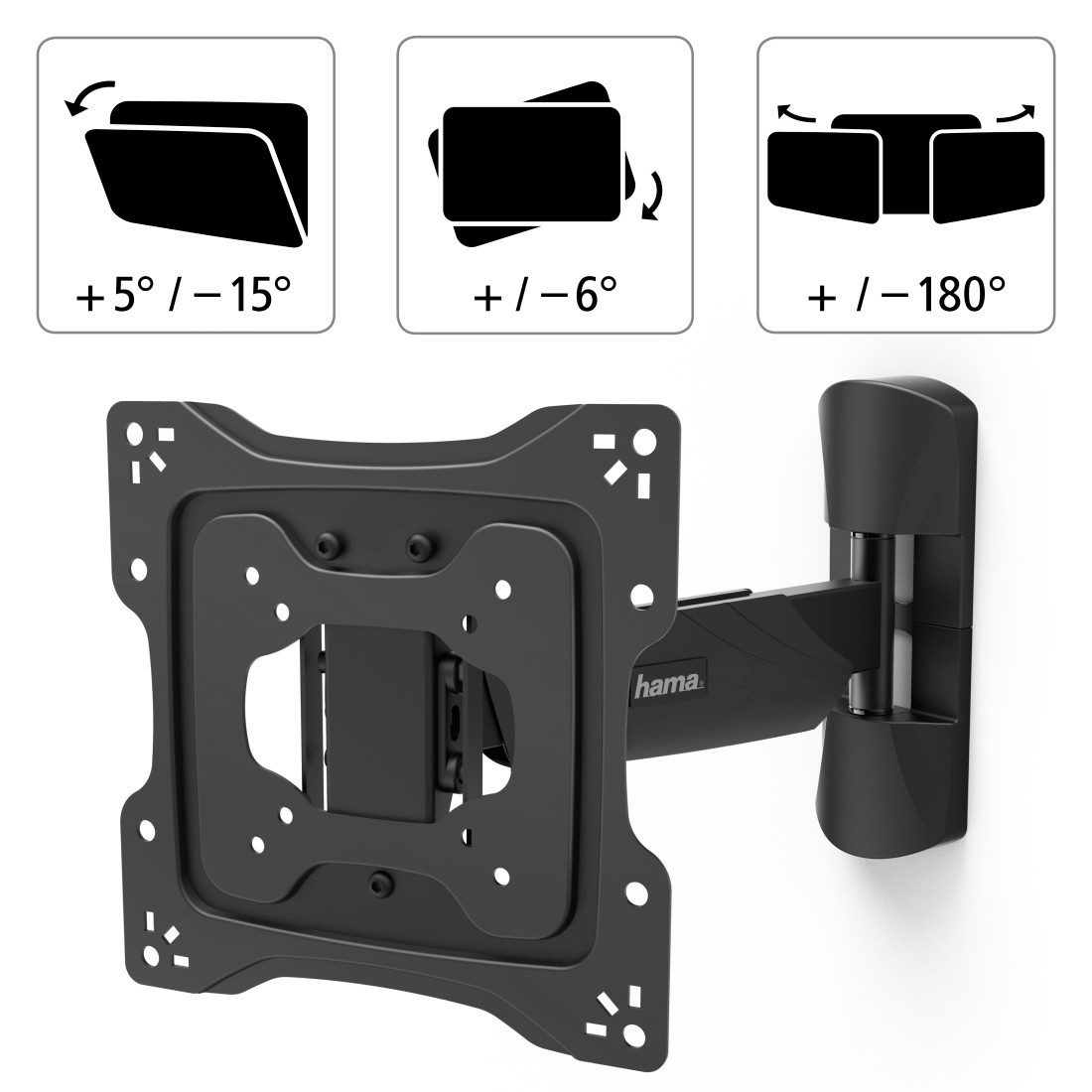 Hama TV-Wandhalterung Wandhalterung (schwenkbar, neigbar,19"-48", VESA 200x200), (bis 48 Zoll, mit Diebstahlschutz)