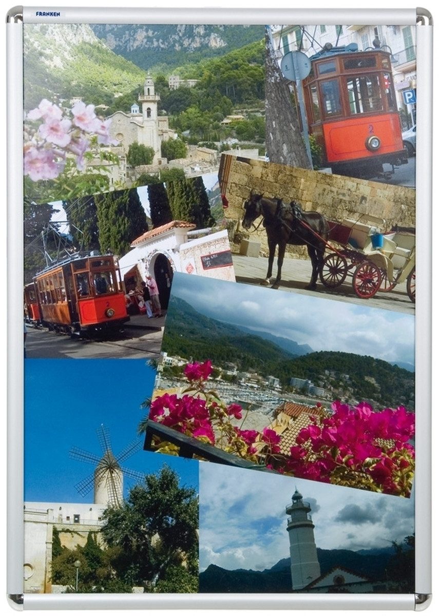 FRANKEN Fächermappe Wechselrahmen-Tafel silber Aluminium Klapprahmen 61,9 cmx86,6 cm