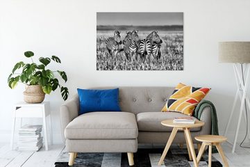 Pixxprint Leinwandbild kleine Zebrahorde, kleine Zebrahorde (1 St), Leinwandbild fertig bespannt, inkl. Zackenaufhänger