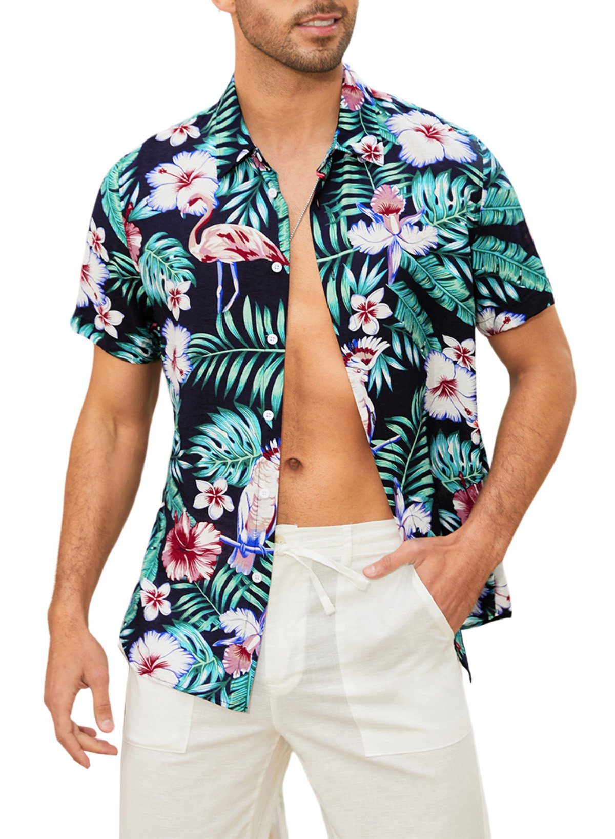 JMIERR Hawaiihemd Männer Funky Hawaiihemd Herren Kurzarm Lässig Hawaii-Print Diverse (Kurzarm)