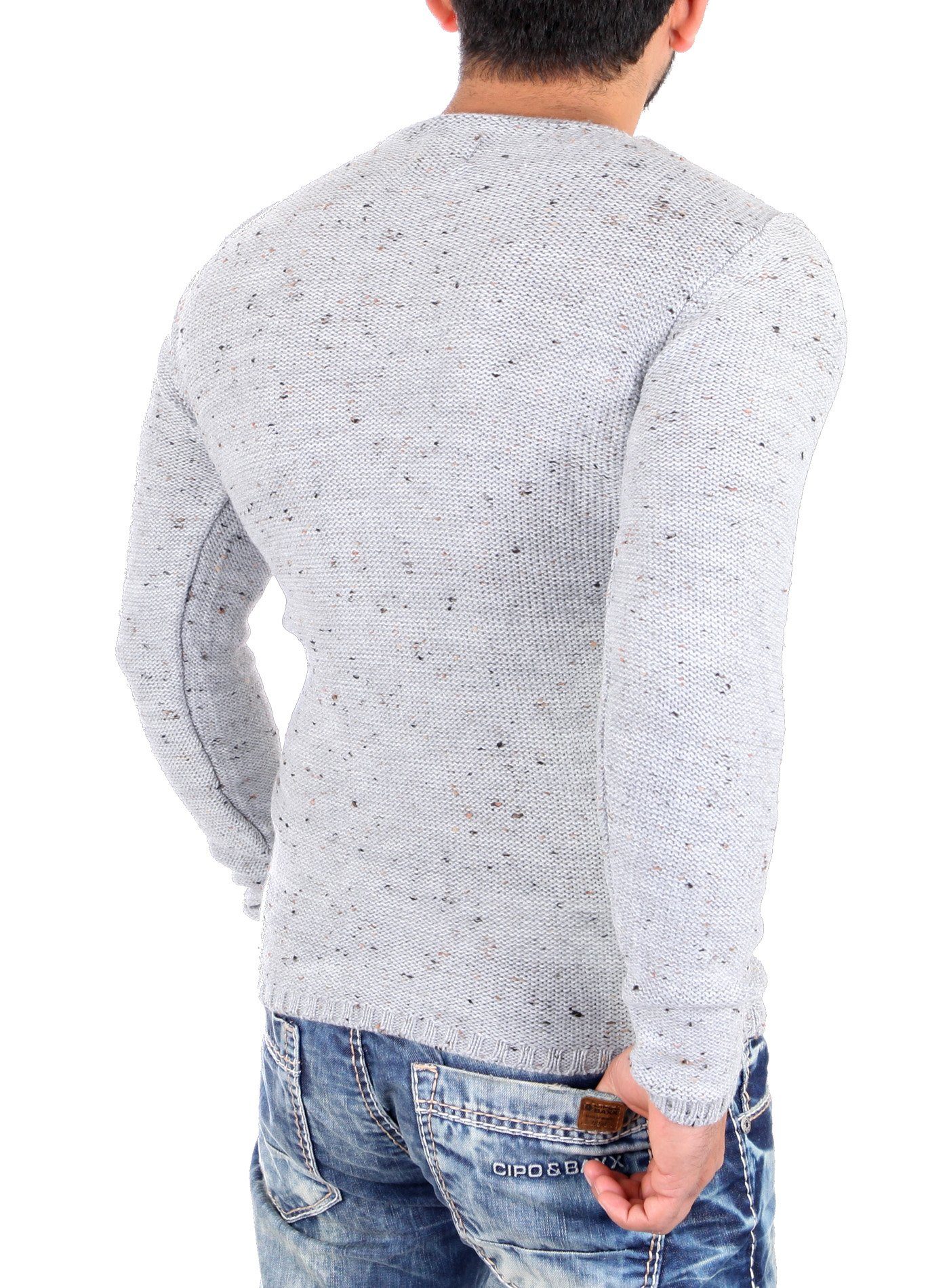 Reslad Strickpullover Reslad Strickpullover Herren Crewneck melierter Pullo günstig online kaufen