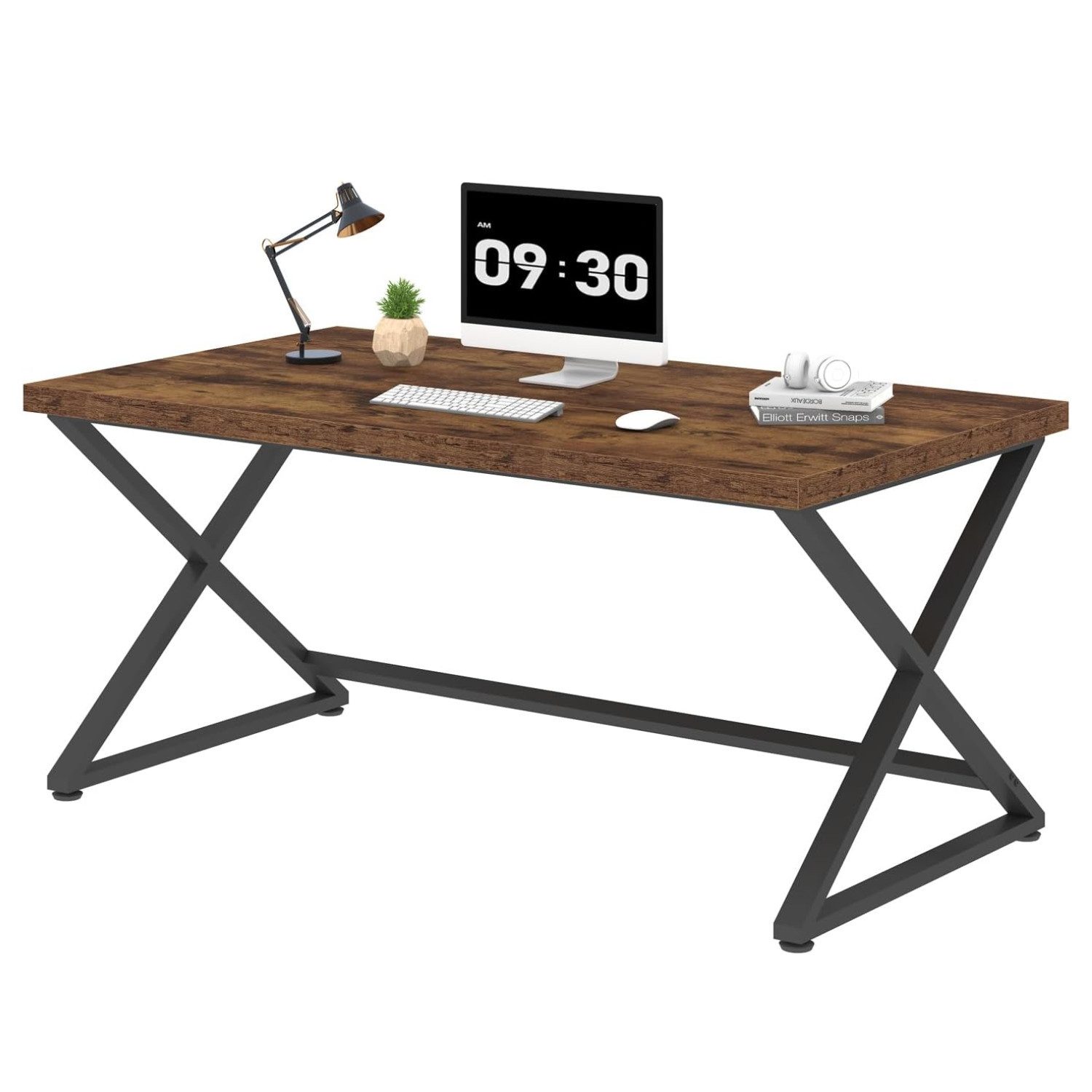 mukuhi Schreibtisch SCHREIBTISCH 180 x 80 cm Metallgestell Großer Büro Home Office Tisch