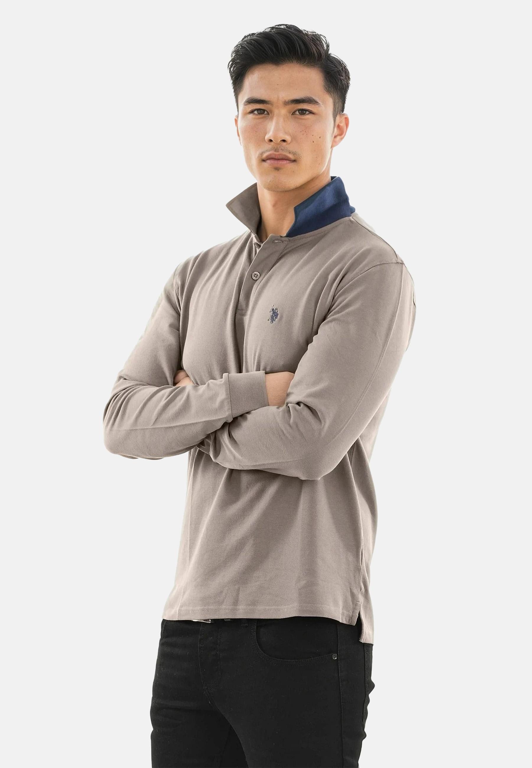 Longsleeve USJayson – Herren Langarm Poloshirt mit Logo-Stickerei