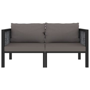 vidaXL Gartenlounge-Set 2-Sitzer-Sofa mit Auflage Anthrazit Poly Rattan, (1-tlg)