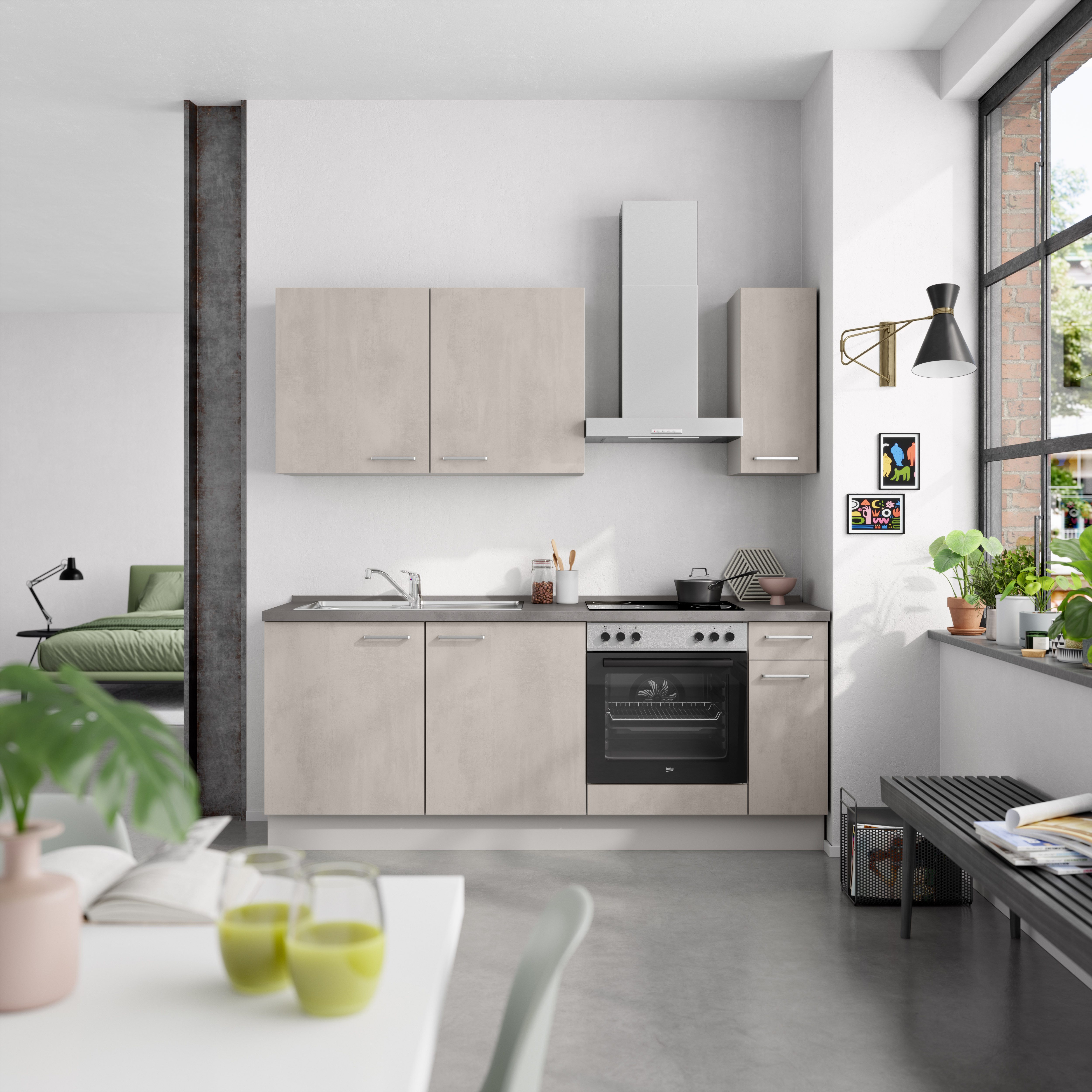 nobilia® Küchenzeile "Riva I", NEU: individuell anpassbar mit gratis Profi-Beratung, vormontiert, Breite 210 cm, Ausrichtung wählbar, wahlw. mit E-Geräten
