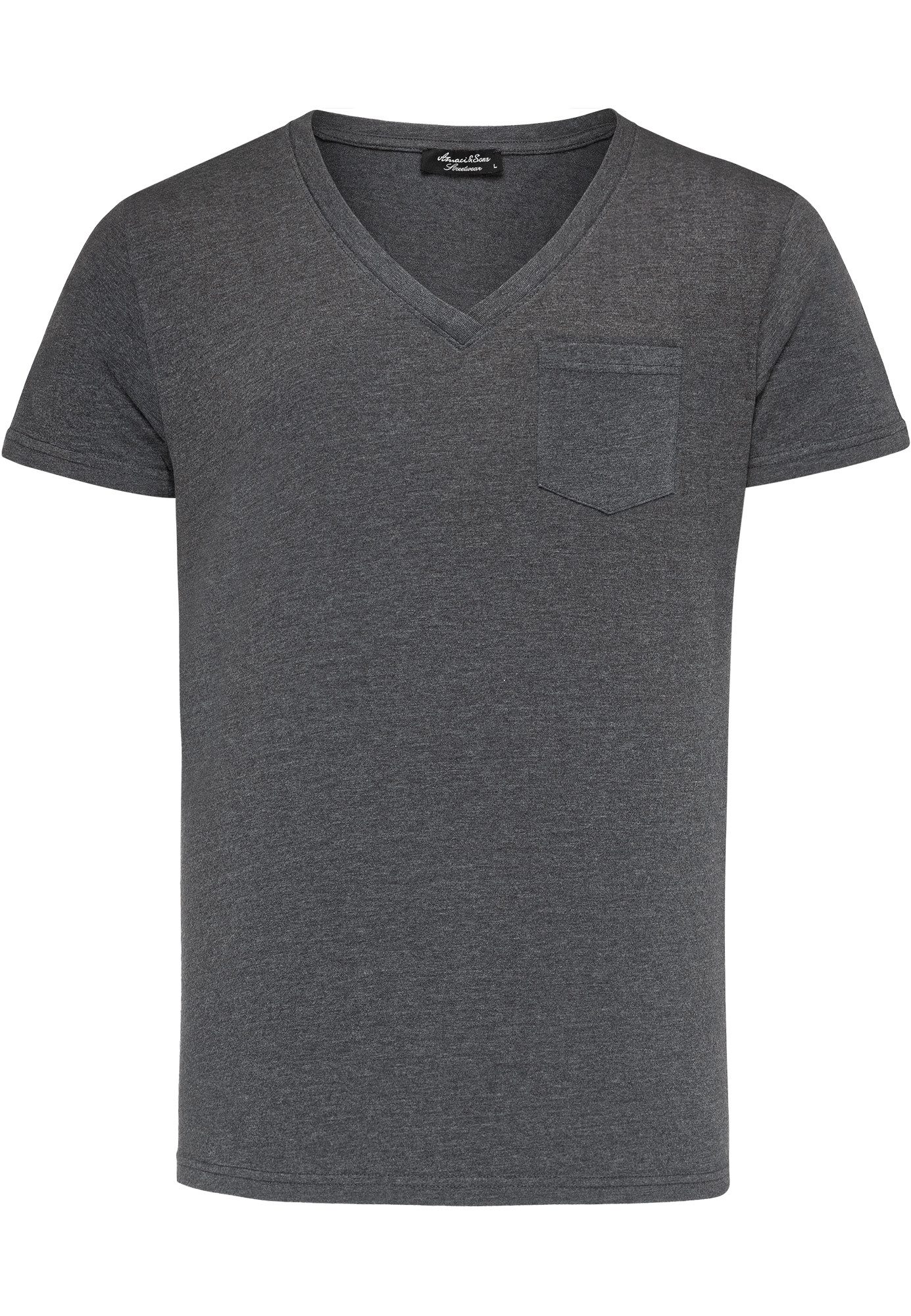 Amaci&Sons T-Shirt PATERSON Basic Oversize T-Shirt mit V-Ausschnitt Herren günstig online kaufen