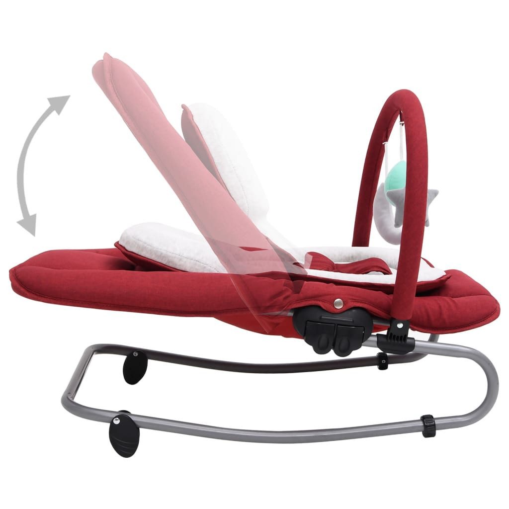 vidaXL Baby Bouncer Baby Bouncer Baby Seat Rocking Bouncer Swing Seat with Toy Arch Red Steel