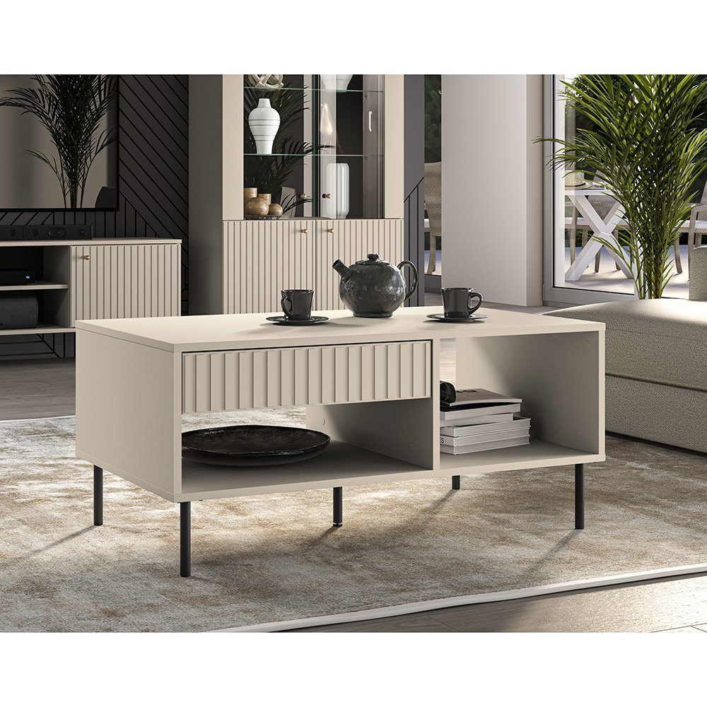 Lomadox Couchtisch SALOU-131, in kaschmir matt, Schubkasten inkl. Softclose günstig online kaufen