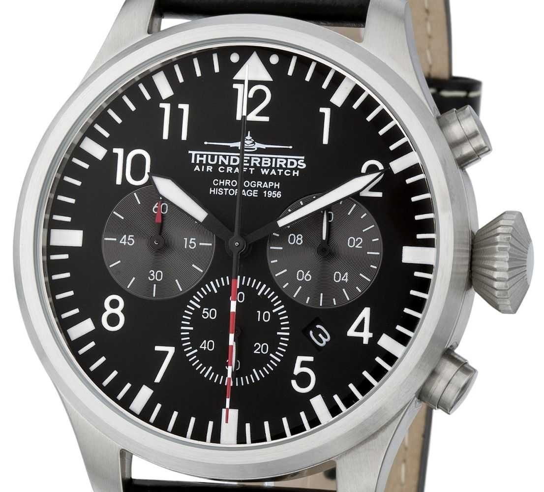 Thunderbirds Fliegeruhr Historage 1956 XL TB1074-02 – Herrenuhr mit 47 mm Edelstahlgehäuse, Vintage-Design, präziser Chronograph für Männer