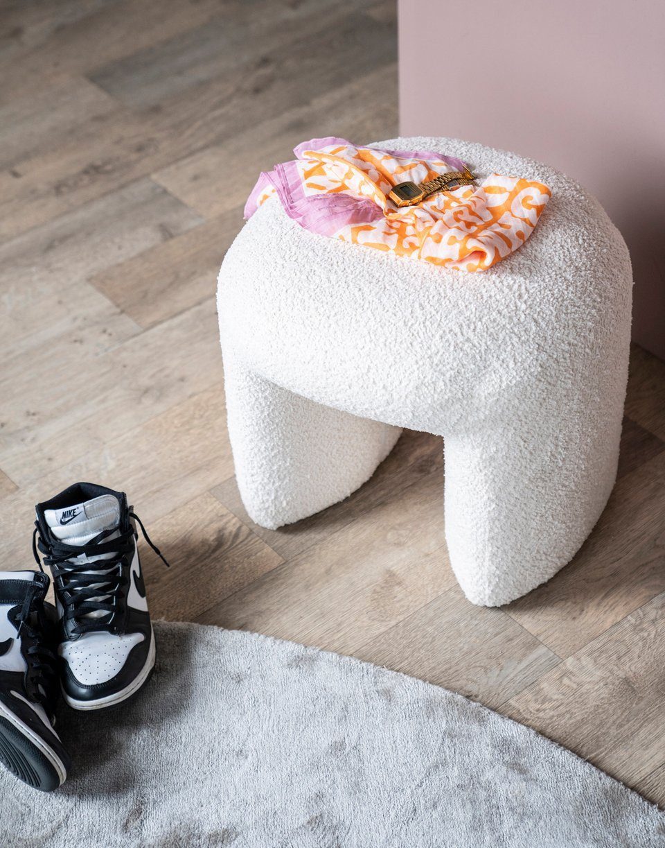 LEVEN Lifestyle Sitzhocker Hocker NAWASAHI Fußhocker Bouclé Stoff beige ode günstig online kaufen