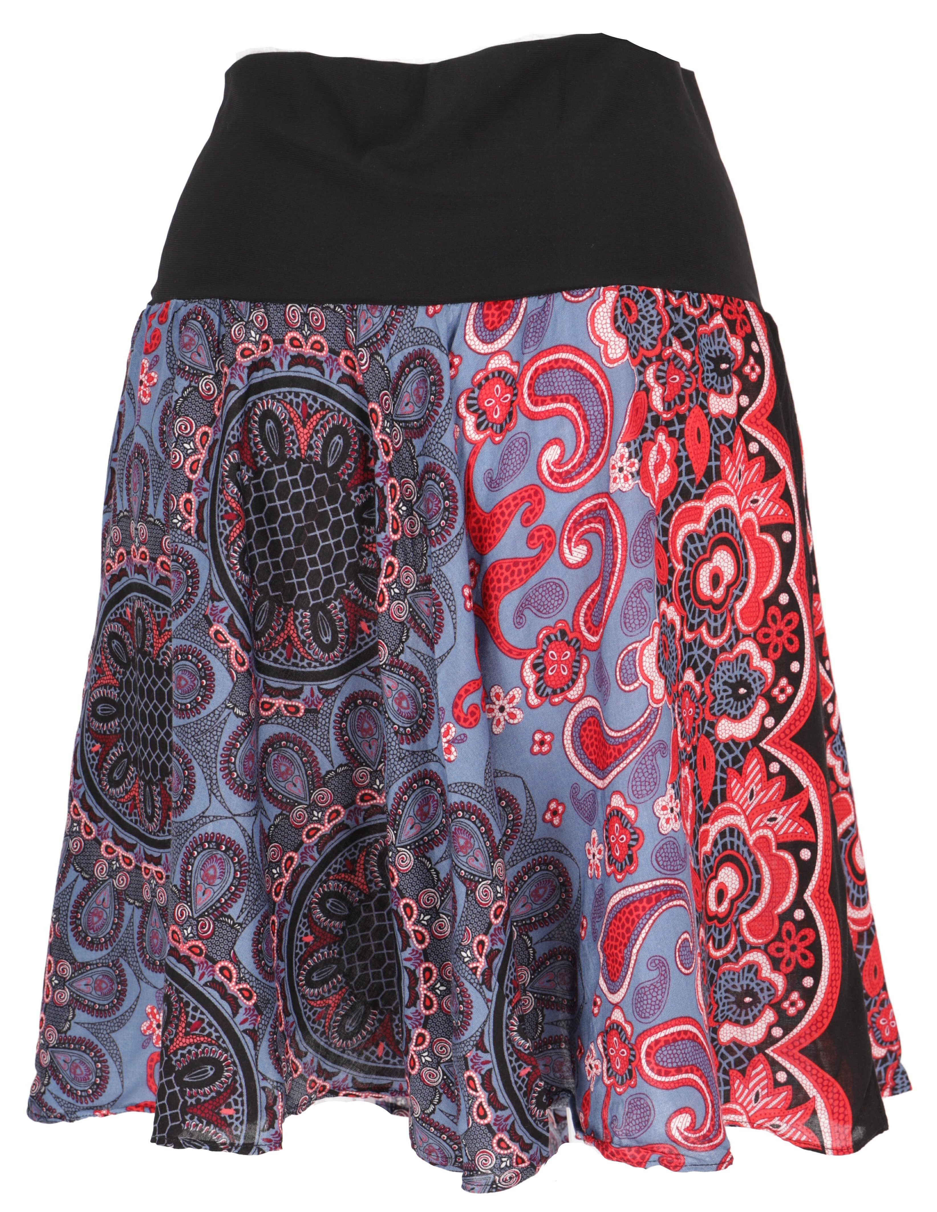 Guru-Shop Minirock Luftiger Minirock, Boho Sommerrock - rot/grau Boho günstig online kaufen