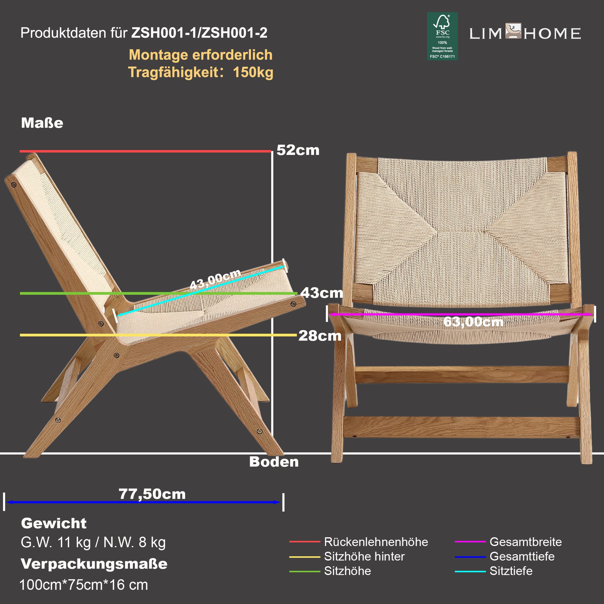 LIM HOME Loungesessel ZSH001 (Packung, 1-St., 1), einfache Montage günstig online kaufen