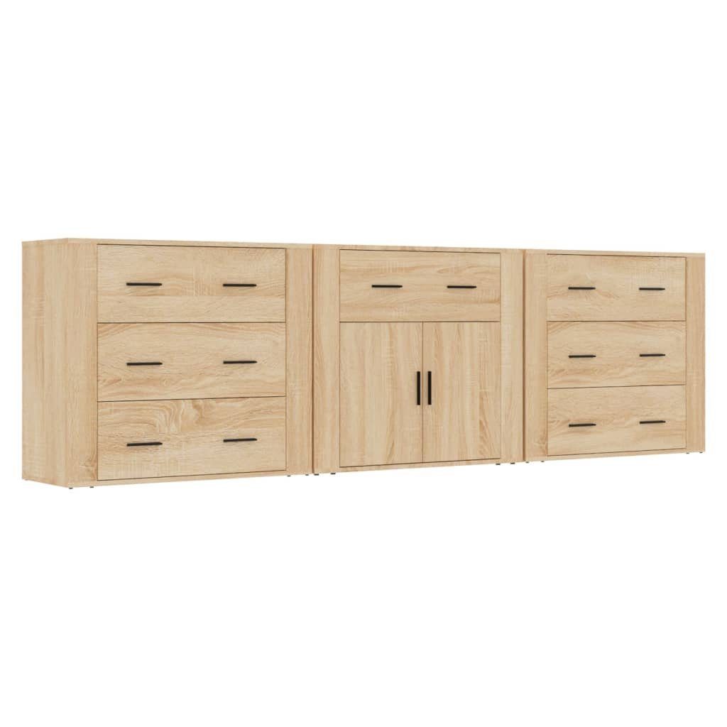 vidaXL Sideboard NA Sideboards 3 Stk Sonoma Eiche Spanplatte