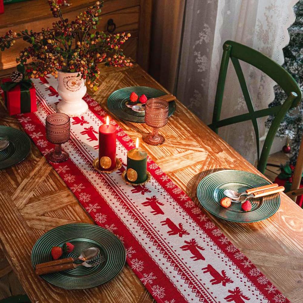 FOUORTUNATE-BEE Tischläufer Weihnachtsdeko Innen Tischläufer Weihnachten Deko (Weihnachtstischläufer Weihnacht Tischdeko), Weihnachtsläufer Weihnachtsdekoration – Bild 5 von 5