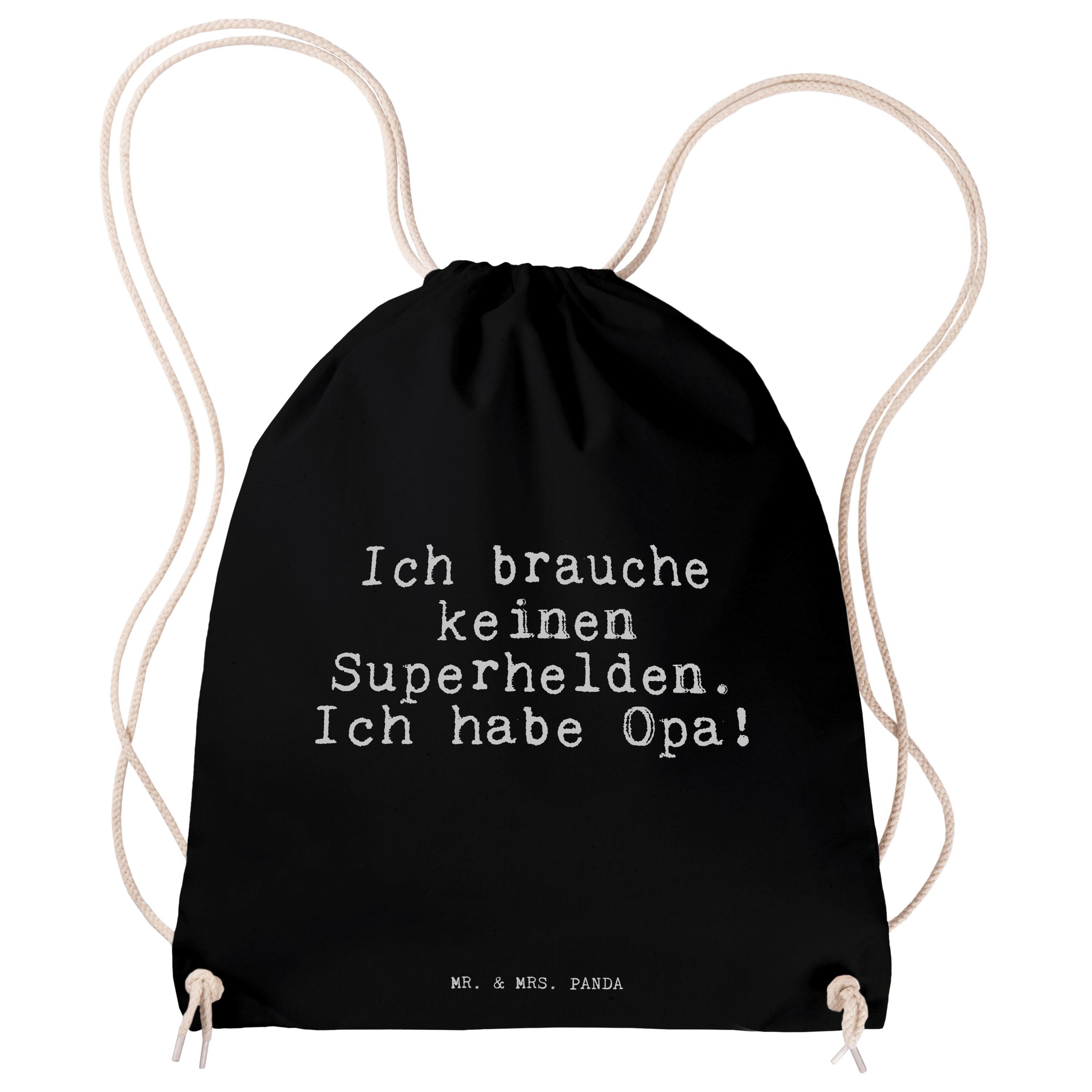 Mr. & Mrs. Panda Sporttasche Ich brauche keinen Superhelden.... - Schwarz - Geschenk, Geschenk Enk (1-tlg)