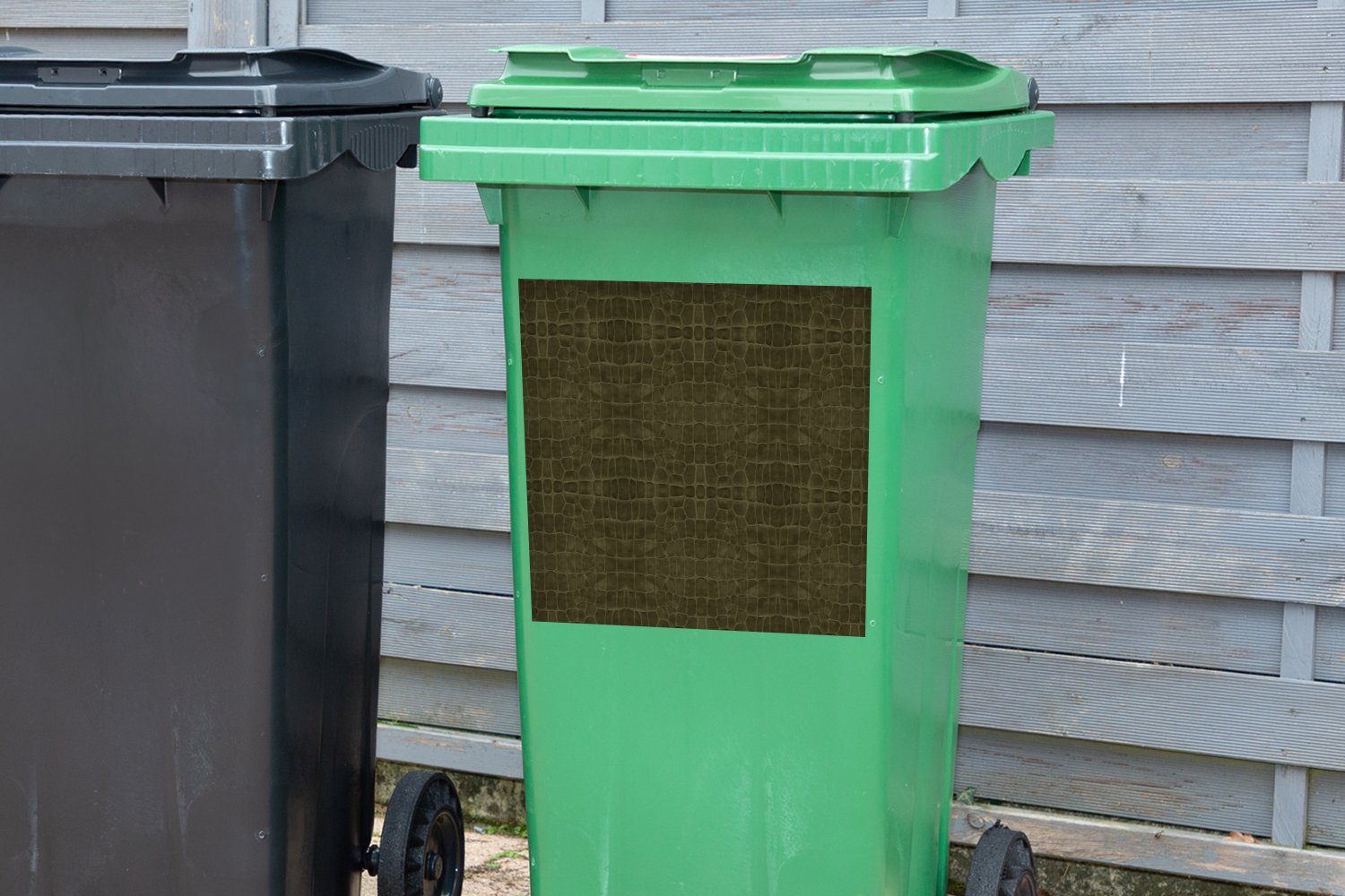 Abfalbehälter Tierhaut Mülleimer-aufkleber, - (1 St), Wandsticker Textur MuchoWow Mülltonne, Leder Container, Sticker, -