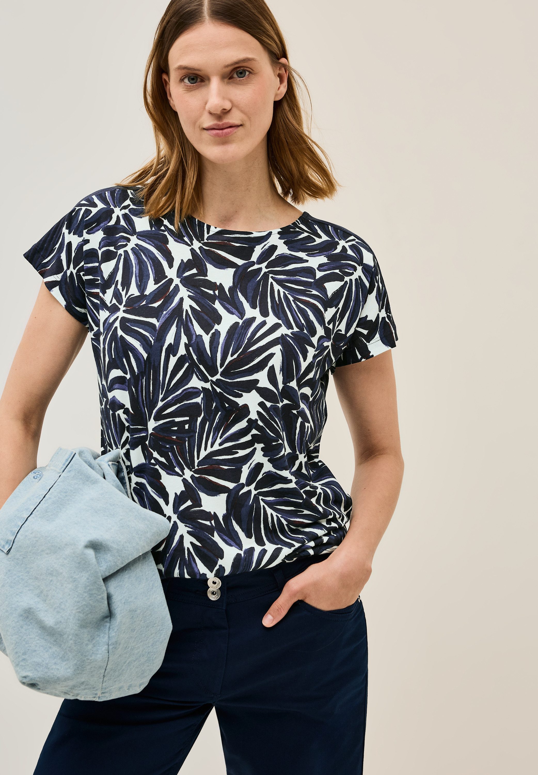 CECIL Print-Shirt mit Details in Ausbrenner-Optik günstig online kaufen