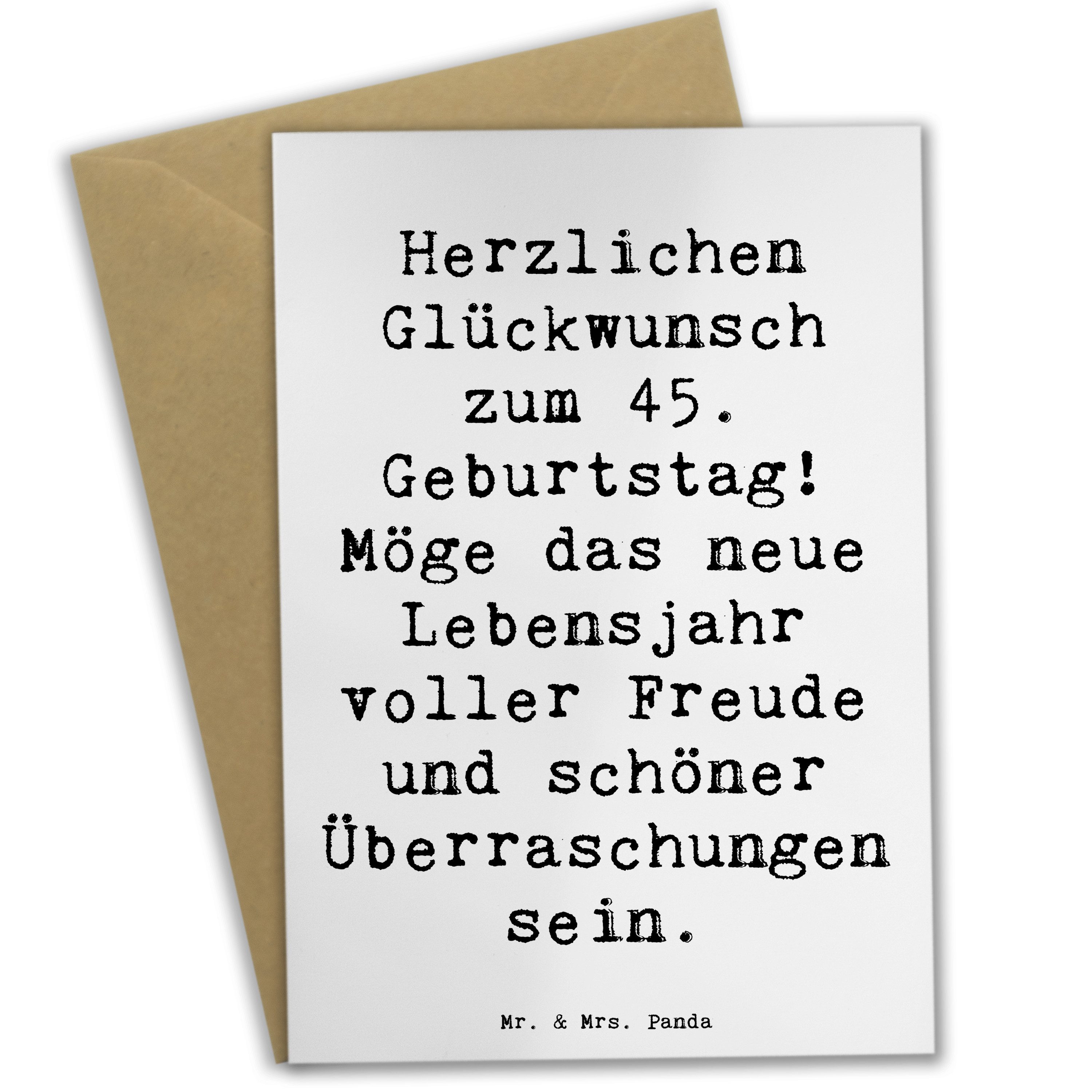 Grußkarte Spruch 45. Geburtstag Freude - Weiß - Geschenk, Geburtstagswünsche, E