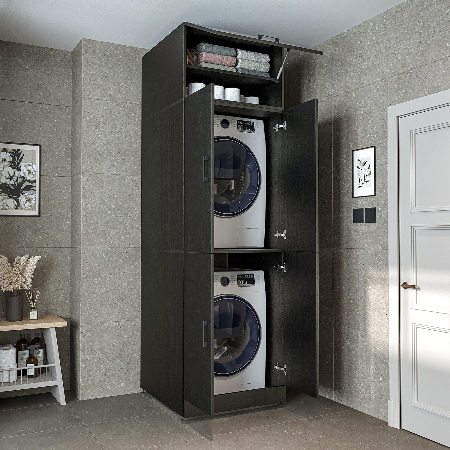 Roomart Waschmaschinenumbauschrank "DORA" (für Waschmaschine & Trockner mit günstig online kaufen