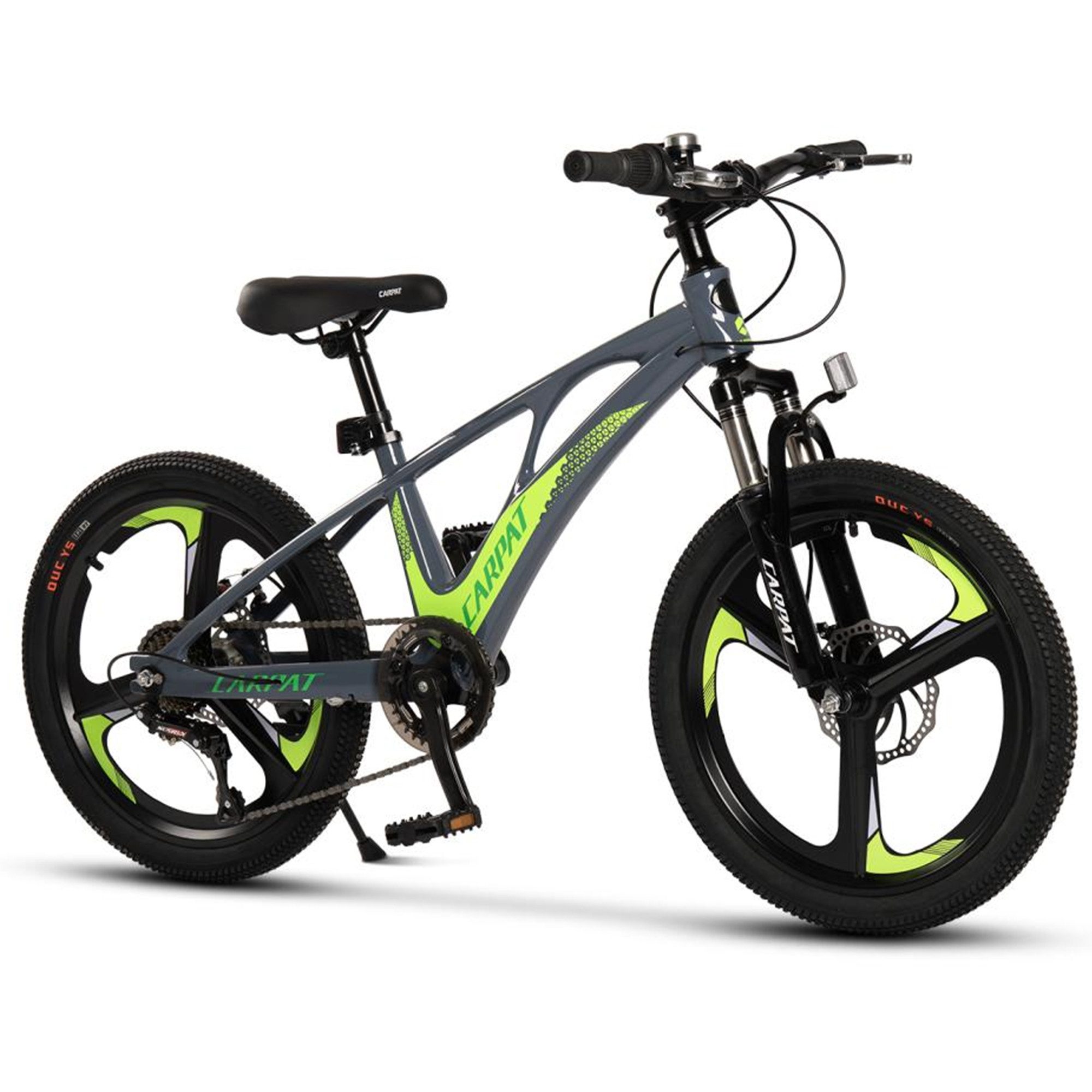 CARPAT SPORT Kinderfahrrad 20 Zoll Mountainbike, Magnesiumfelgen mit 3 Speichen, 7 Gang, (mechanische Scheibenbremse, Jugendfahrrad), Mädchen Jungen MTB Hardtail Fahrrad Bike ab 5 Jahre
