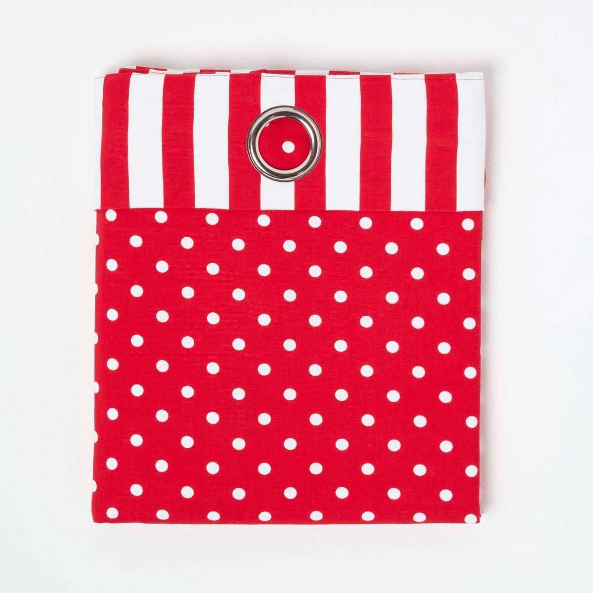 Homescapes Gardine Gardinen Polka Dots & Streifen rot 2er Set 137 x 117 cm – Bild 2 von 4