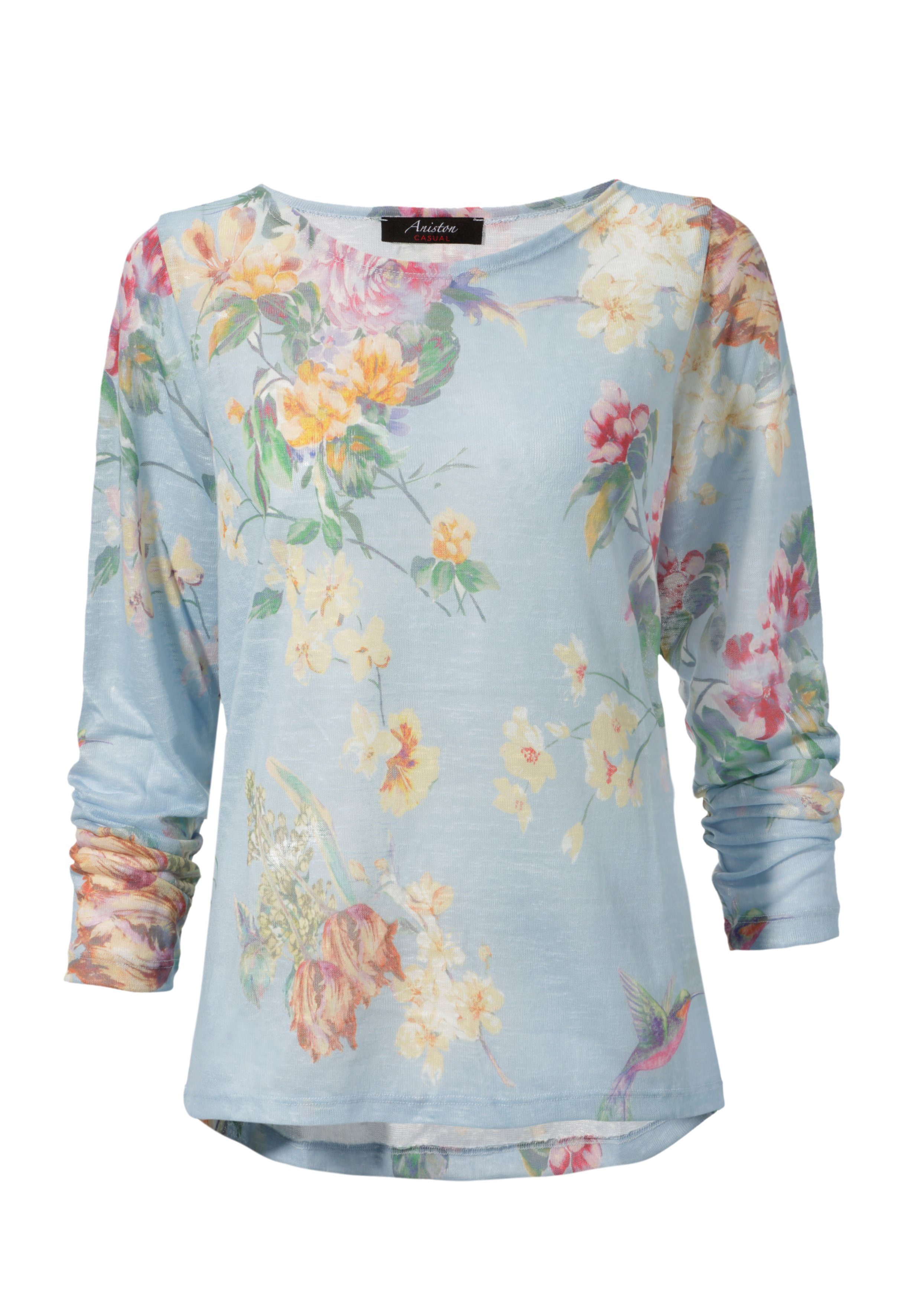 Aniston CASUAL Langarmshirt mit großflächigem Blumendruck günstig online kaufen