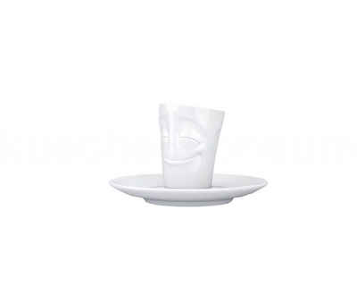 FIFTYEIGHT PRODUCTS Espressotasse TV Tasse Espresso Mug 12 vergnügt weiß mit Henkel, TV Tasse Espresso Mug 12 vergnügt weiß mit Henkel