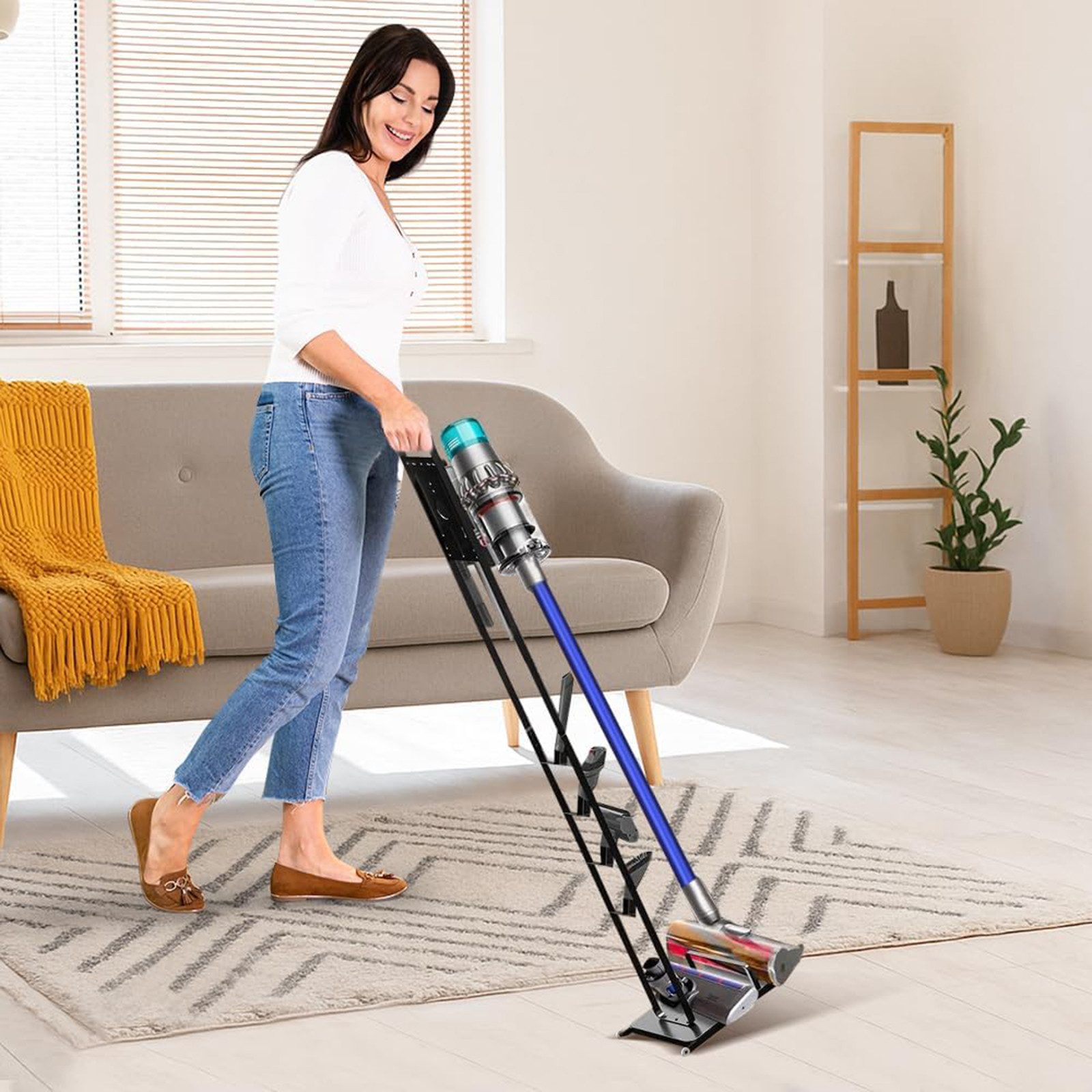 SURFOU Standhalterung Ständer Kompatibel für Dyson, mit Zubehörhalter und Rollen., (ohne Bohren, Organisieren Sie Staubsauger und Zubehör platzsparend) – Bild 2 von 5