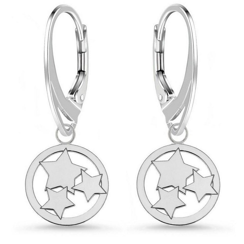 Goldene Hufeisen Paar Ohrhänger Sterne Brisur Ohrringe aus 925 Sterling  Silber Stern, Ohrschmuck Damen Mädchen
