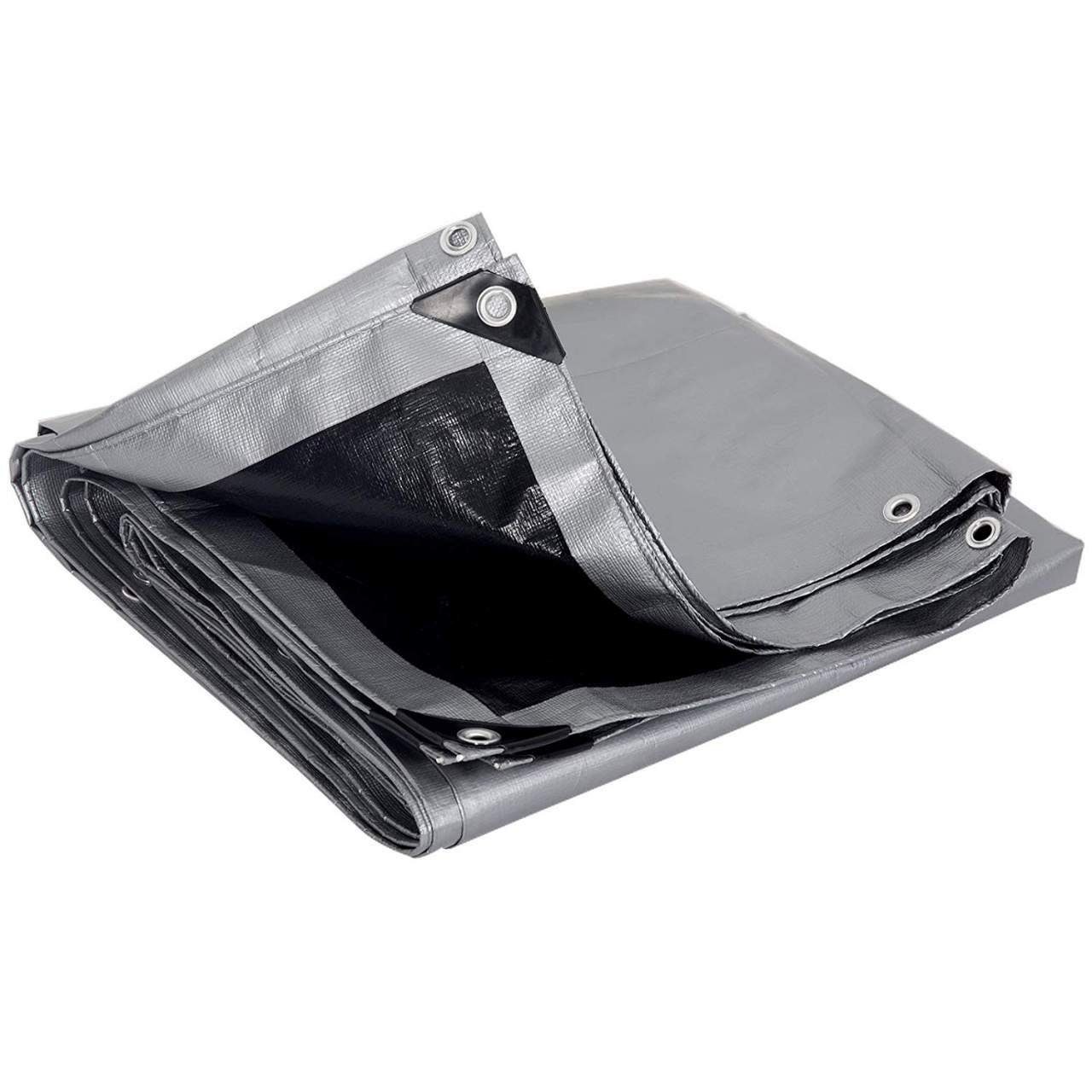 Woltu Pool-Abdeckplane (1-St), 180g/m² PE Gewebeplane mit Ösen grau