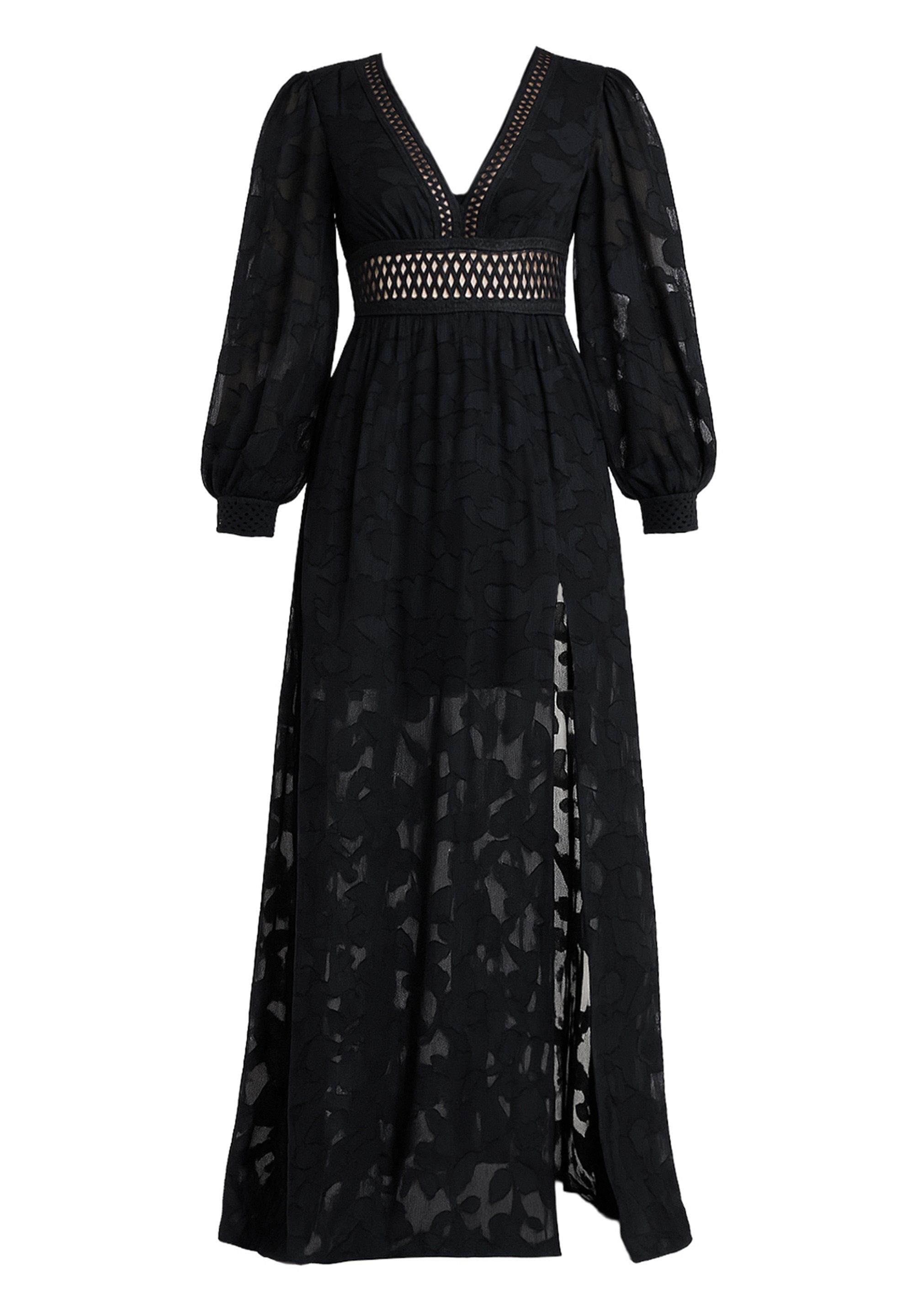 Goddiva Maxikleid Jacquard Lurex Burnout Front Split Maxi Dress langes Klei günstig online kaufen