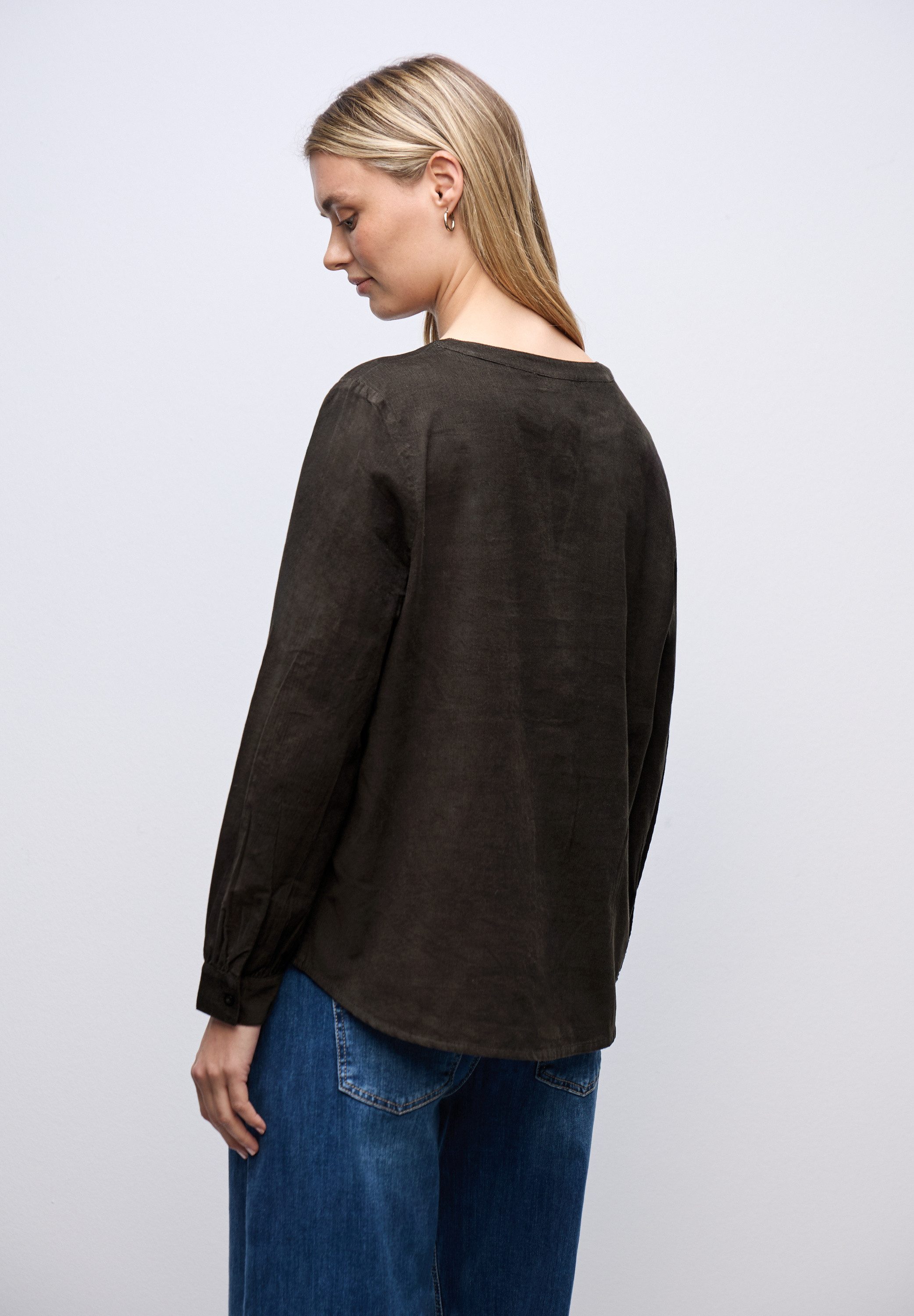 STREET ONE Langarmbluse mit geschlitztem Rundhalsausschnitt günstig online kaufen